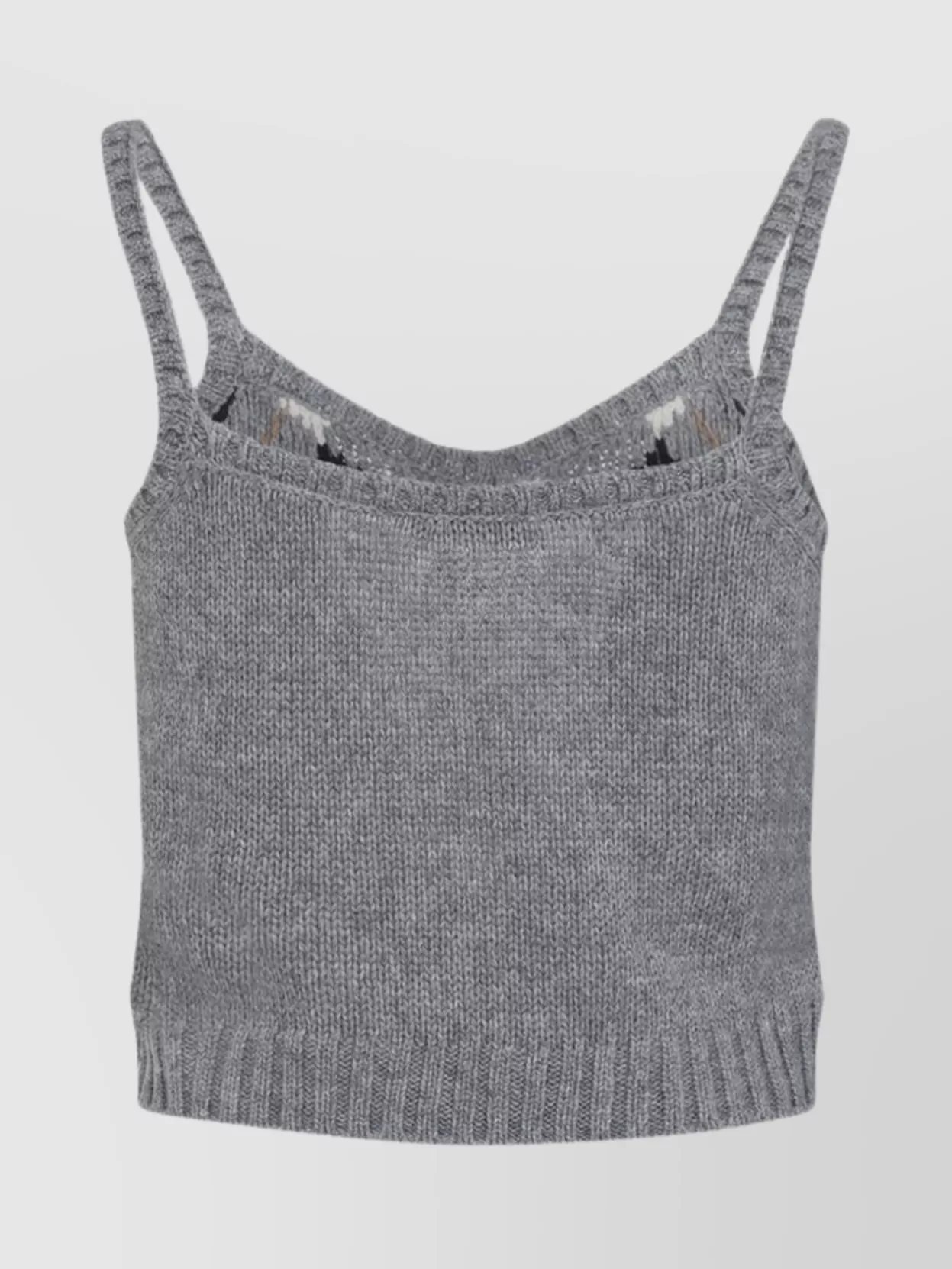 Prada Sleeveless Cropped Knit Argyle Tank Top In Gray