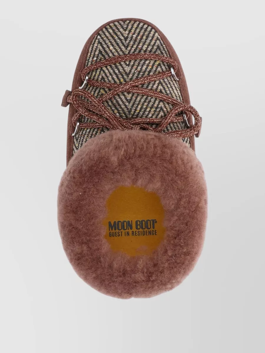 Moon Boot Shearling-Trim Suede Mules