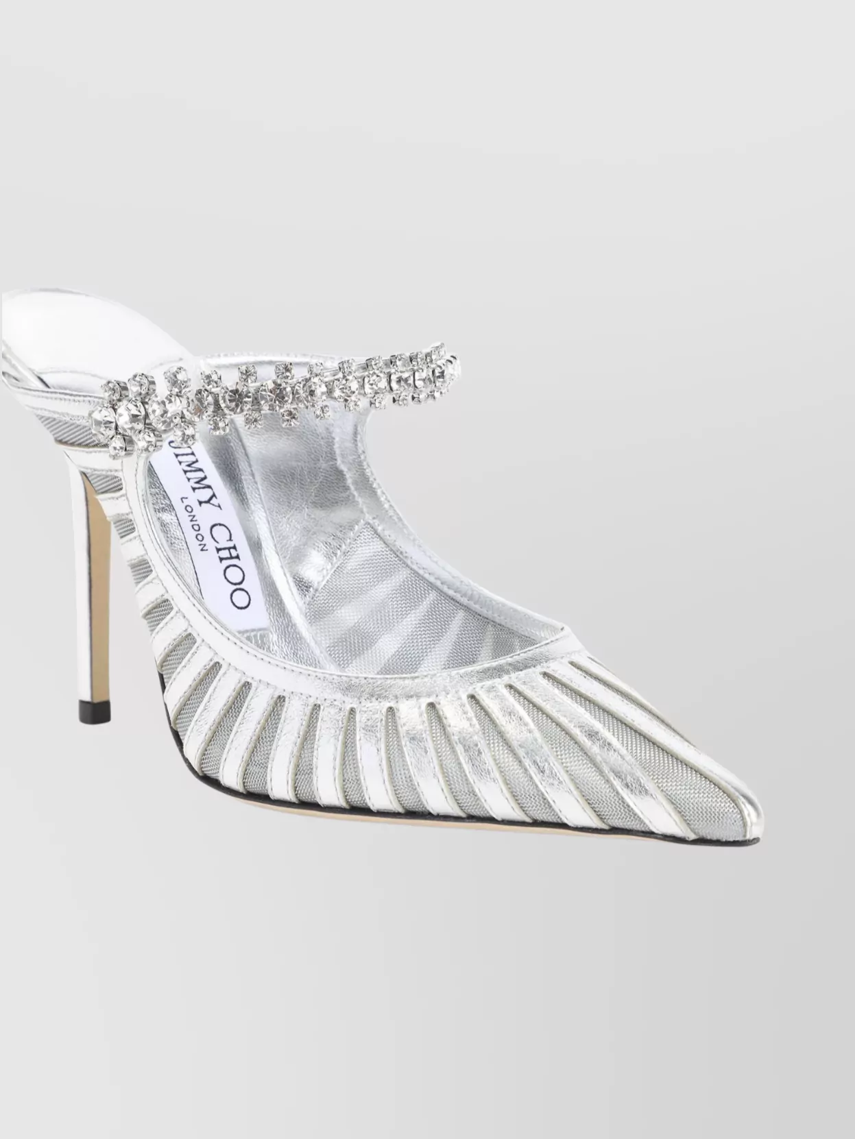 Jimmy Choo 100mm Bing Crystal-embellished Mules In Silver