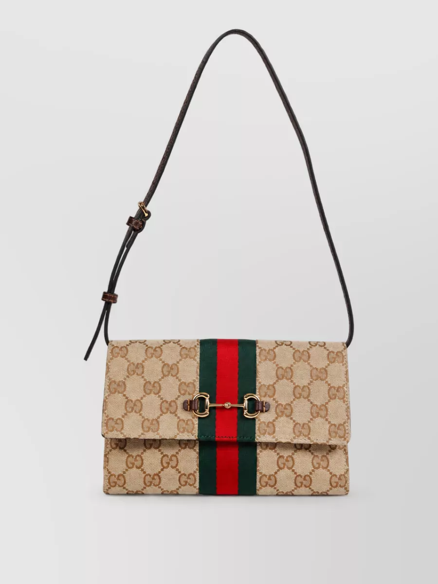 Gucci horsebit 1955 web clutch bag
