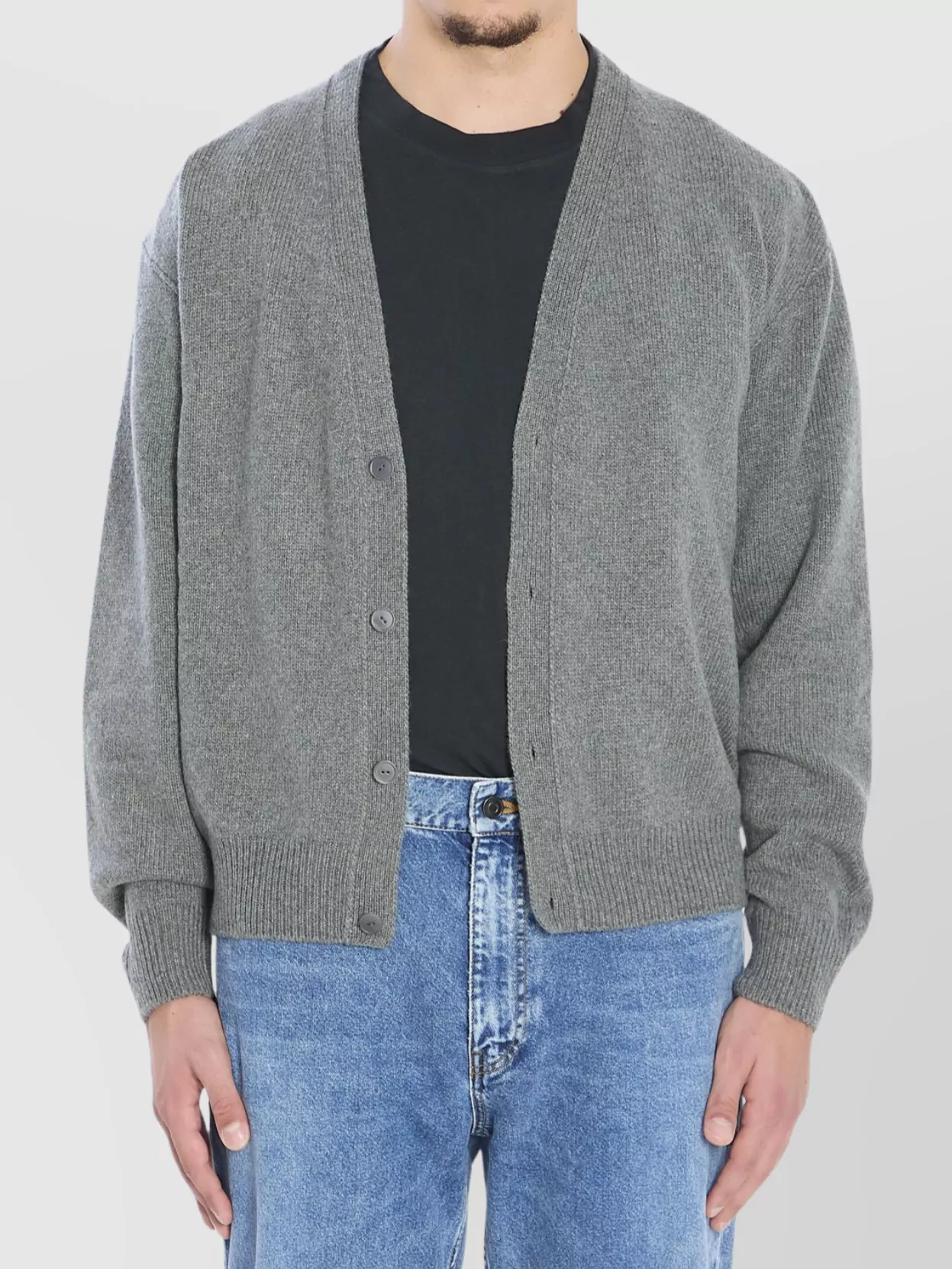 The Row V-Neck Cardigan With Ribbed Trims And Long Sleeves