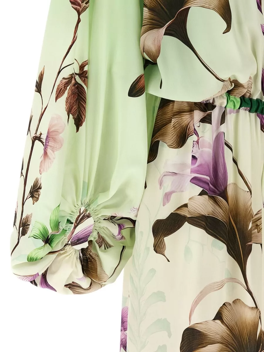 F.r.s For Restless Sleepers Silk Floral-Print Ruffled V-Neck Maxi Dress