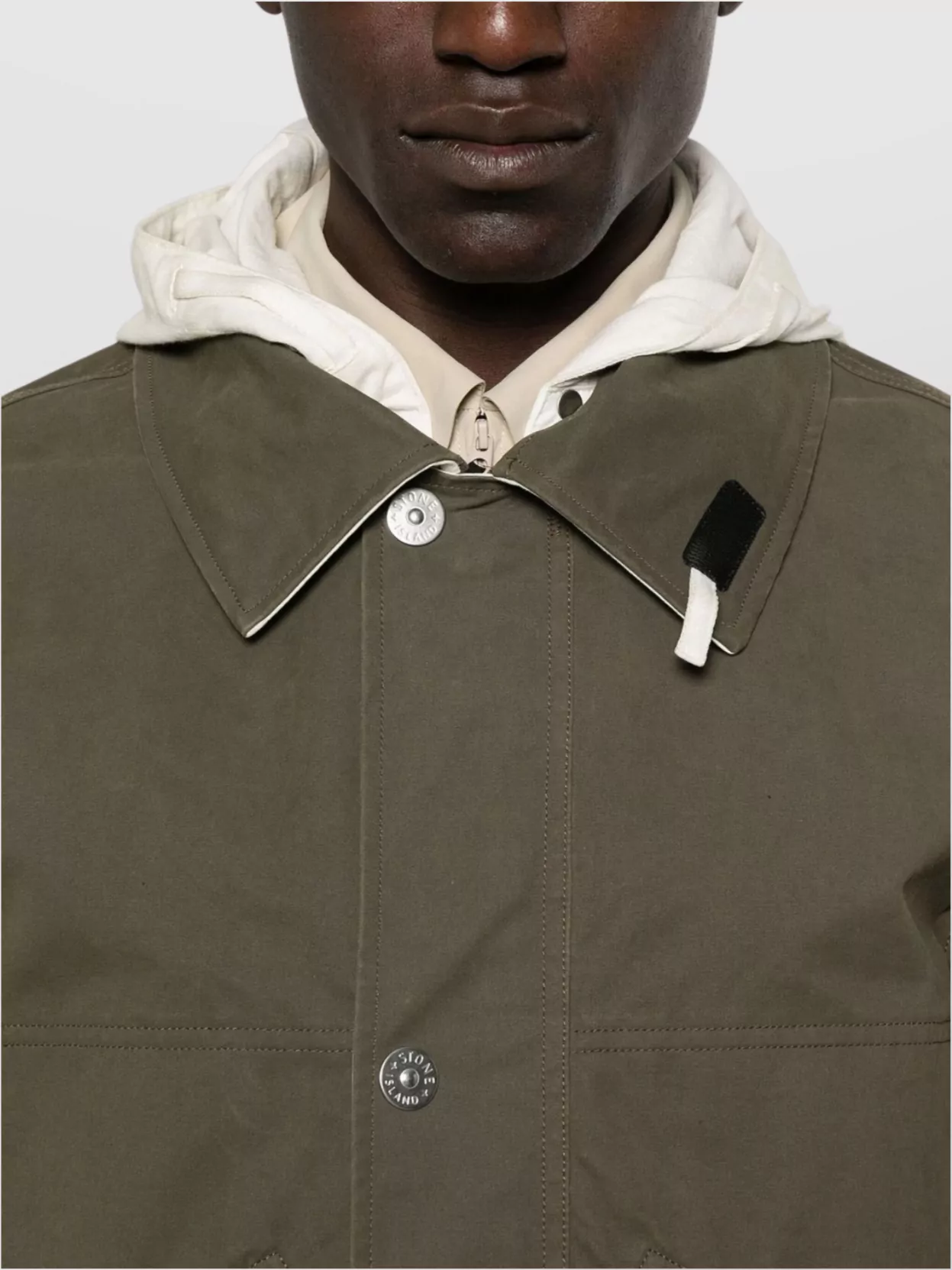 Stone Island Coated Canvas Hooded Jacket With Contrasting Back