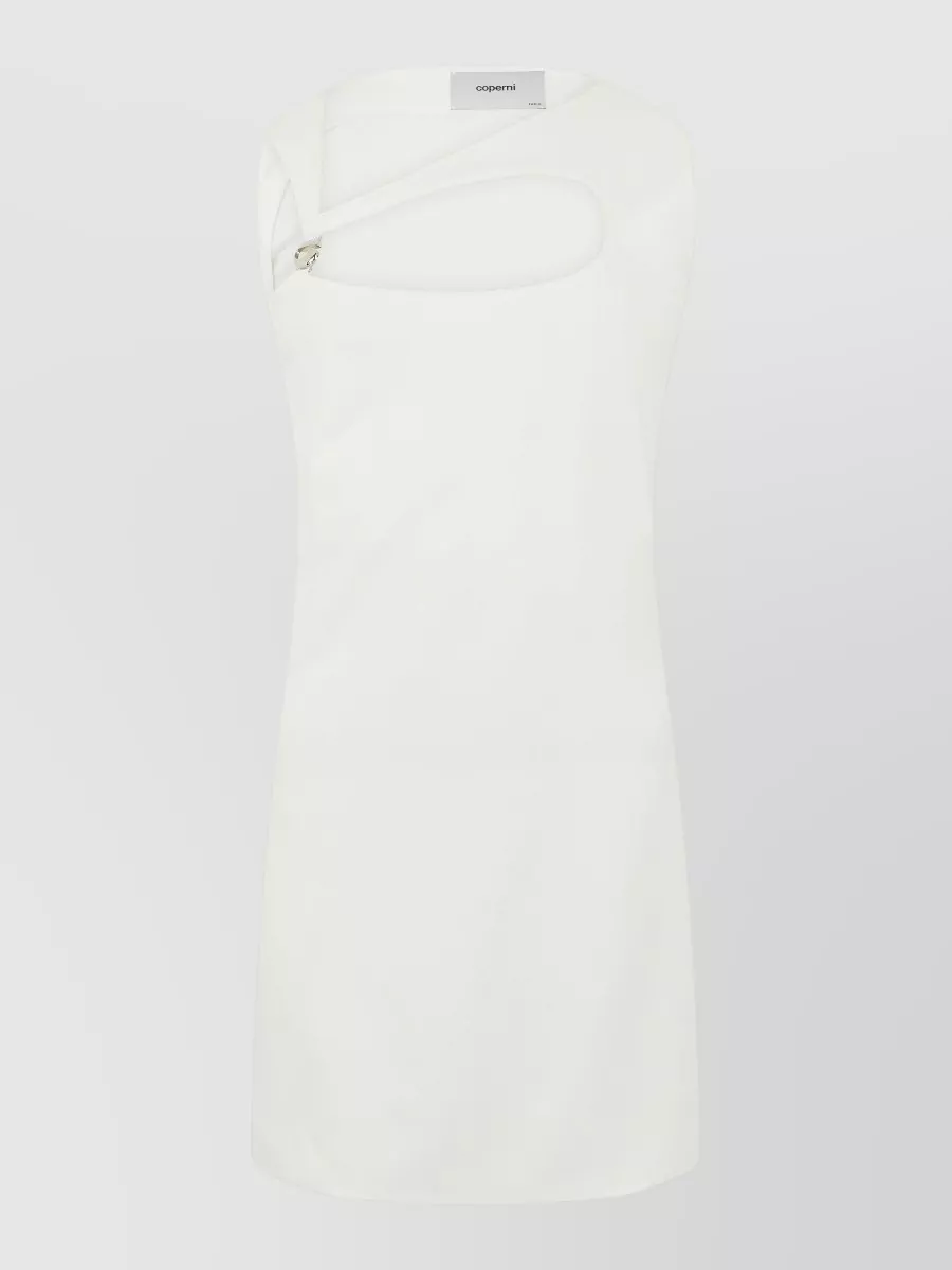 Coperni Sleeveless Mini Dress Asymmetric Neckline In White