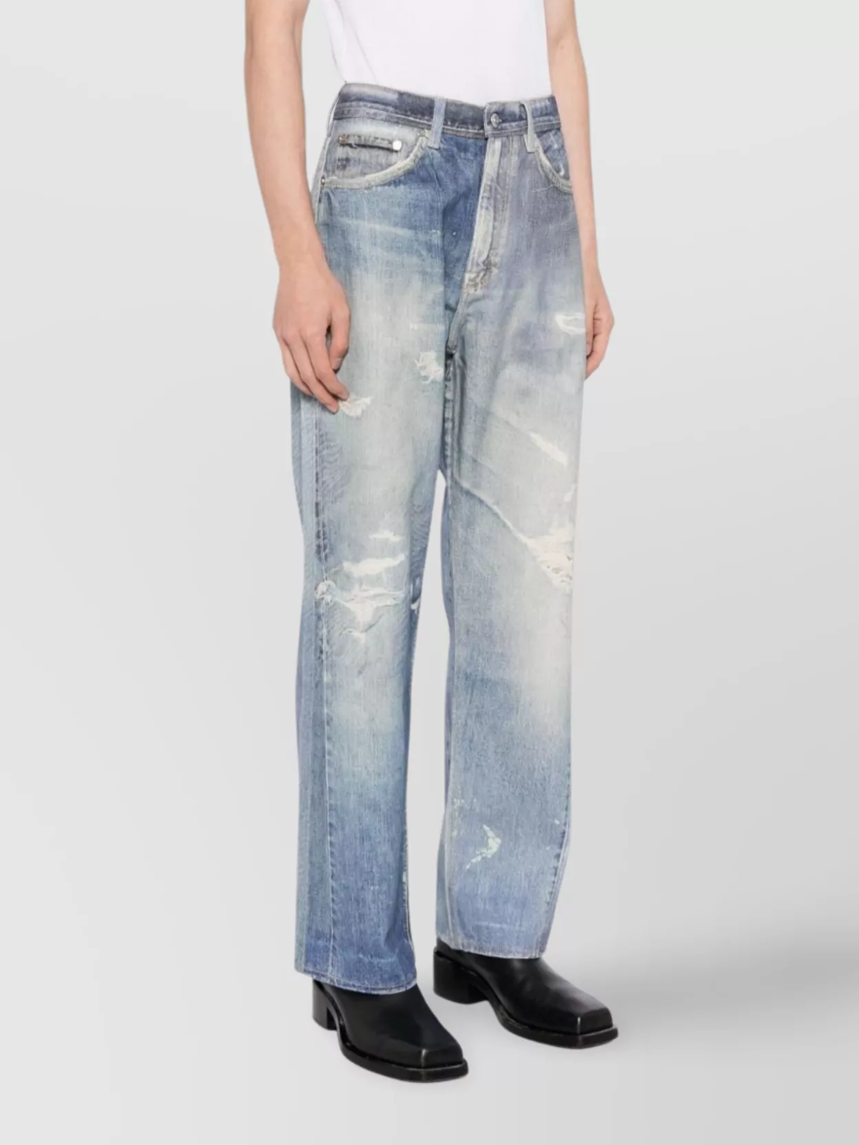 Our Legacy High Waist Wide Leg Distressed Jeans In Blue