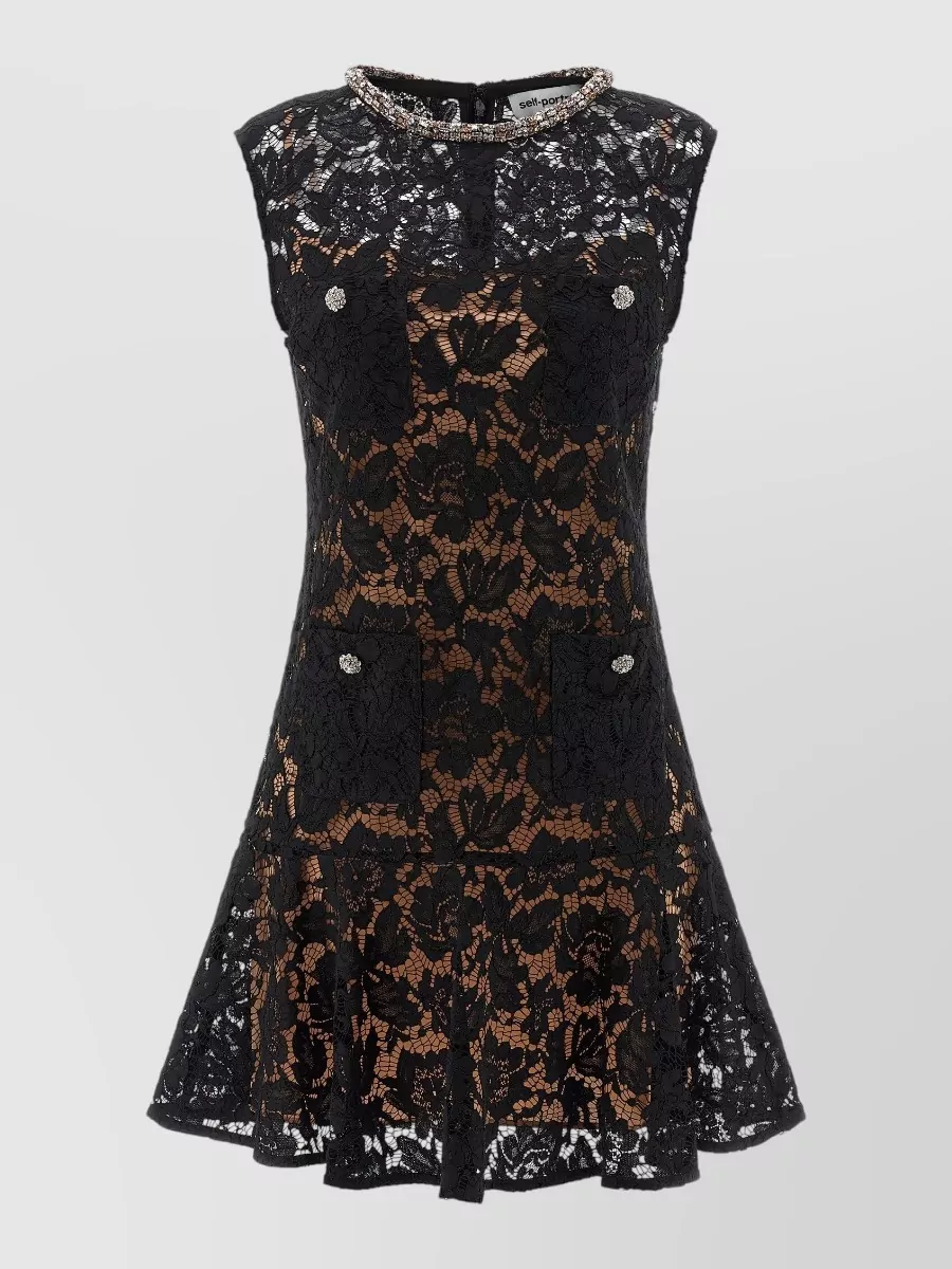 Self-Portrait embroidered lace mini dress