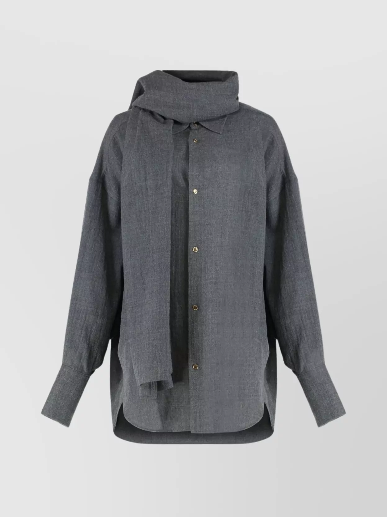Darkpark Womens Grey Melange Georgia Detachable-scarf Wool Shirt Xs In Blue