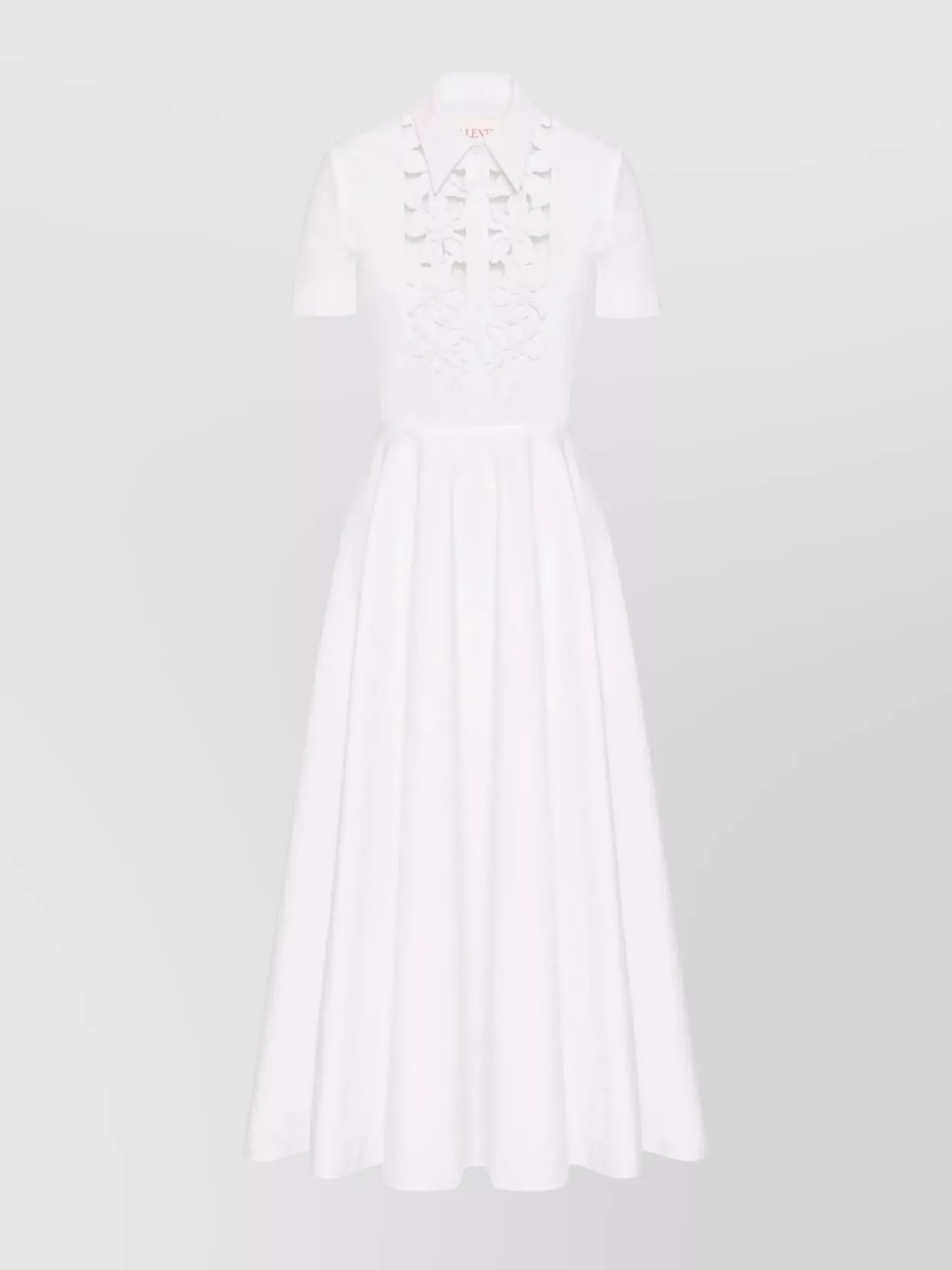 Shop Valentino Embroidered Compact Poplin Midi Dress