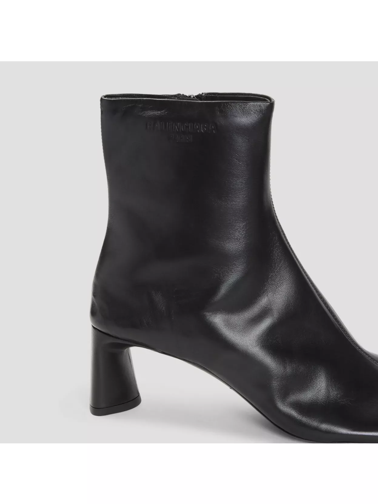 Balenciaga Block Heel Square Toe Leather Boots