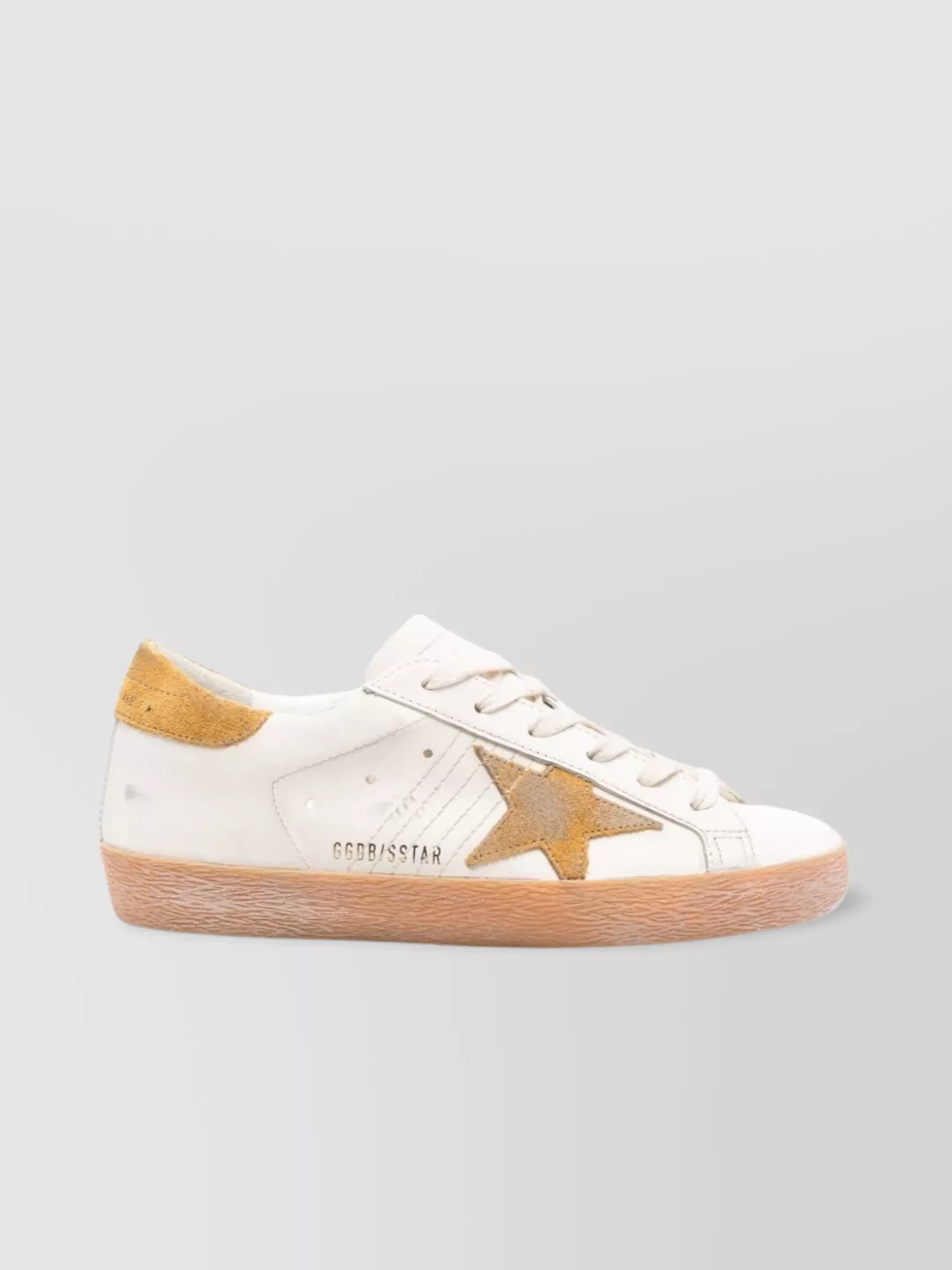 Golden Goose Leather Sneakers With Star Patch And Perforated Sides In Multi