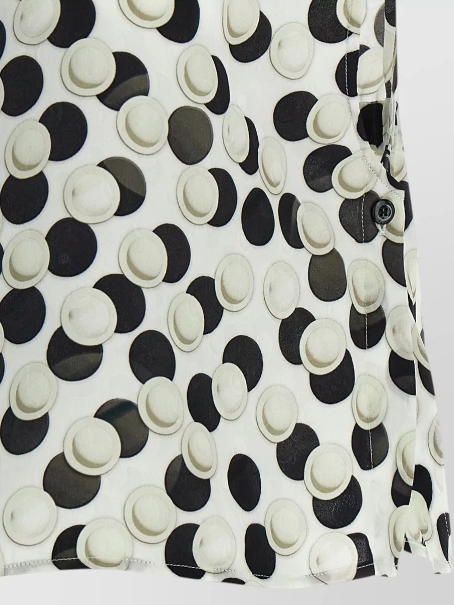 Fendi Silk Polka Dot Cropped Shirt Collar Top