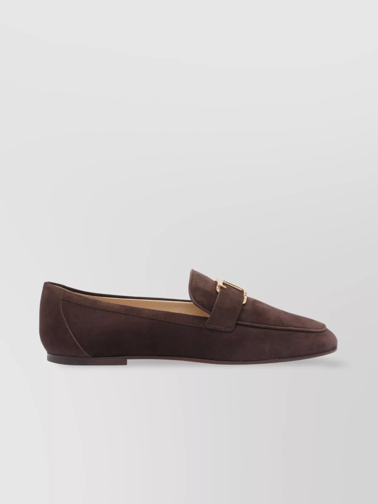 Tod's Almond Toe Suede Loafers Gold Hardware