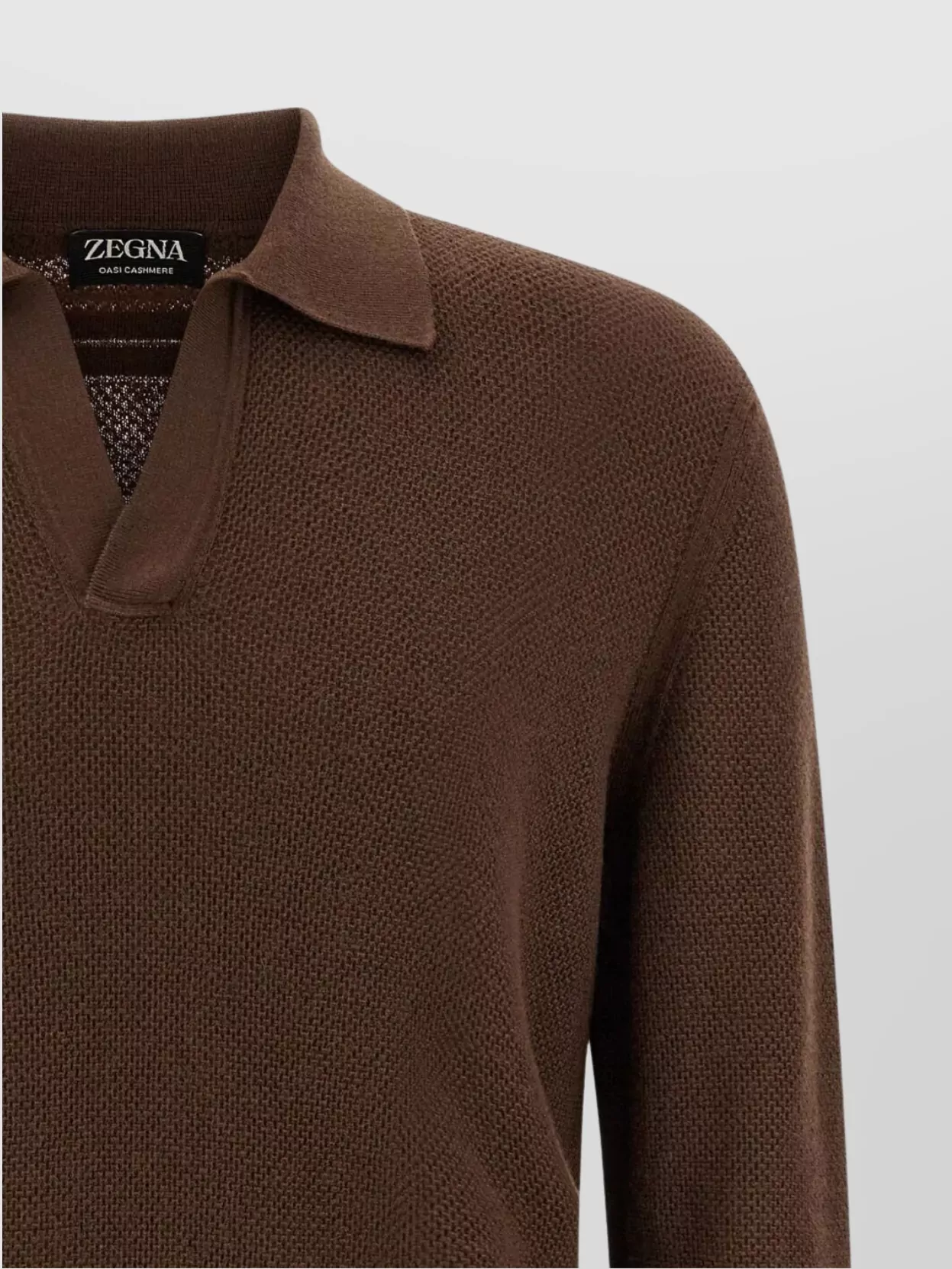 Zegna Cashmere Jacquard Long Sleeve Polo