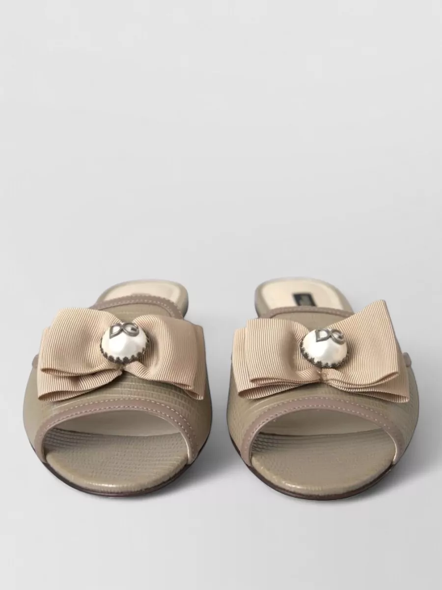 Dolce&Gabbana leather pearl embellished slides