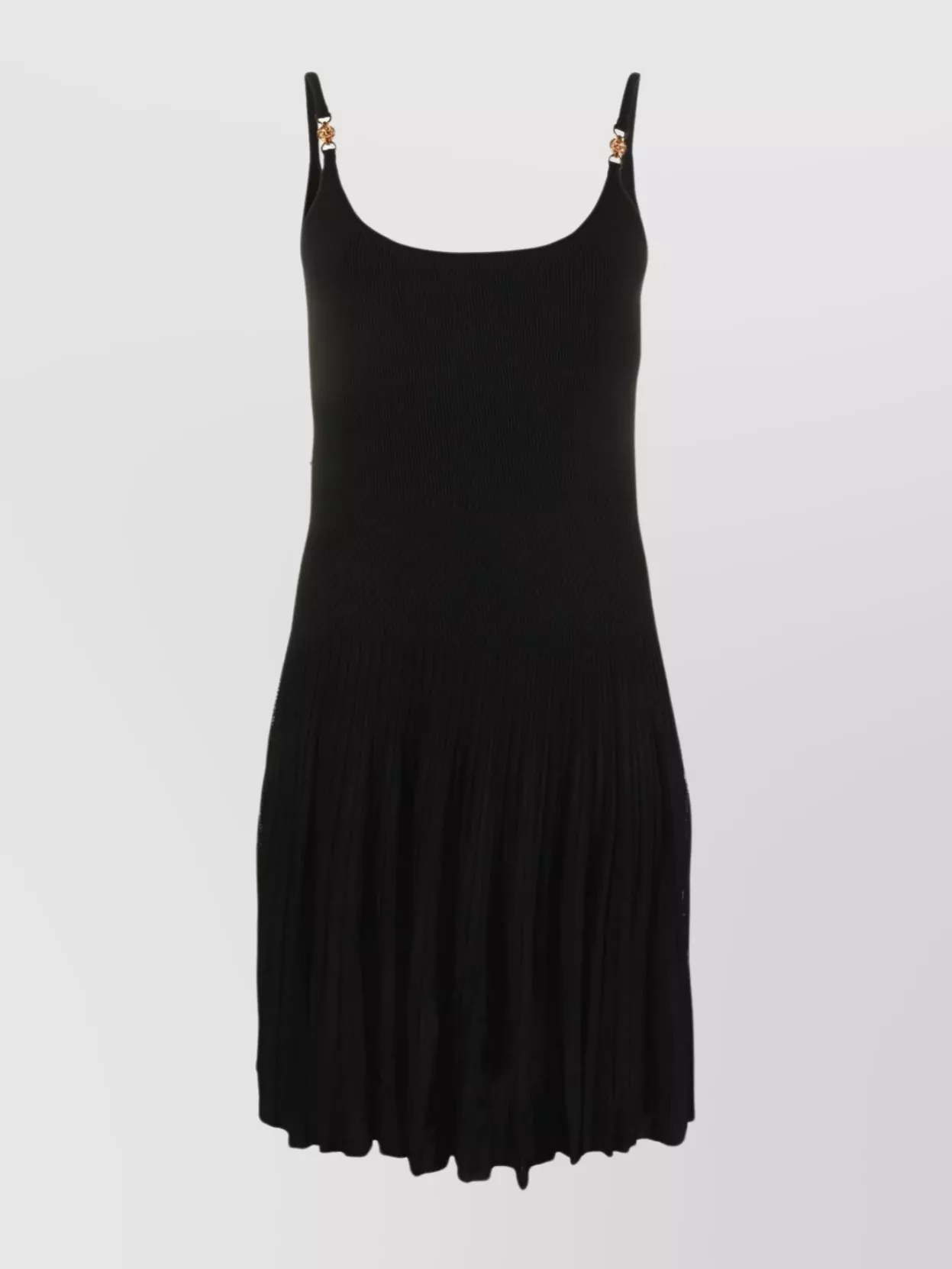 Shop Versace Medusa Flared Ribbed Knit Midi Dress In Black