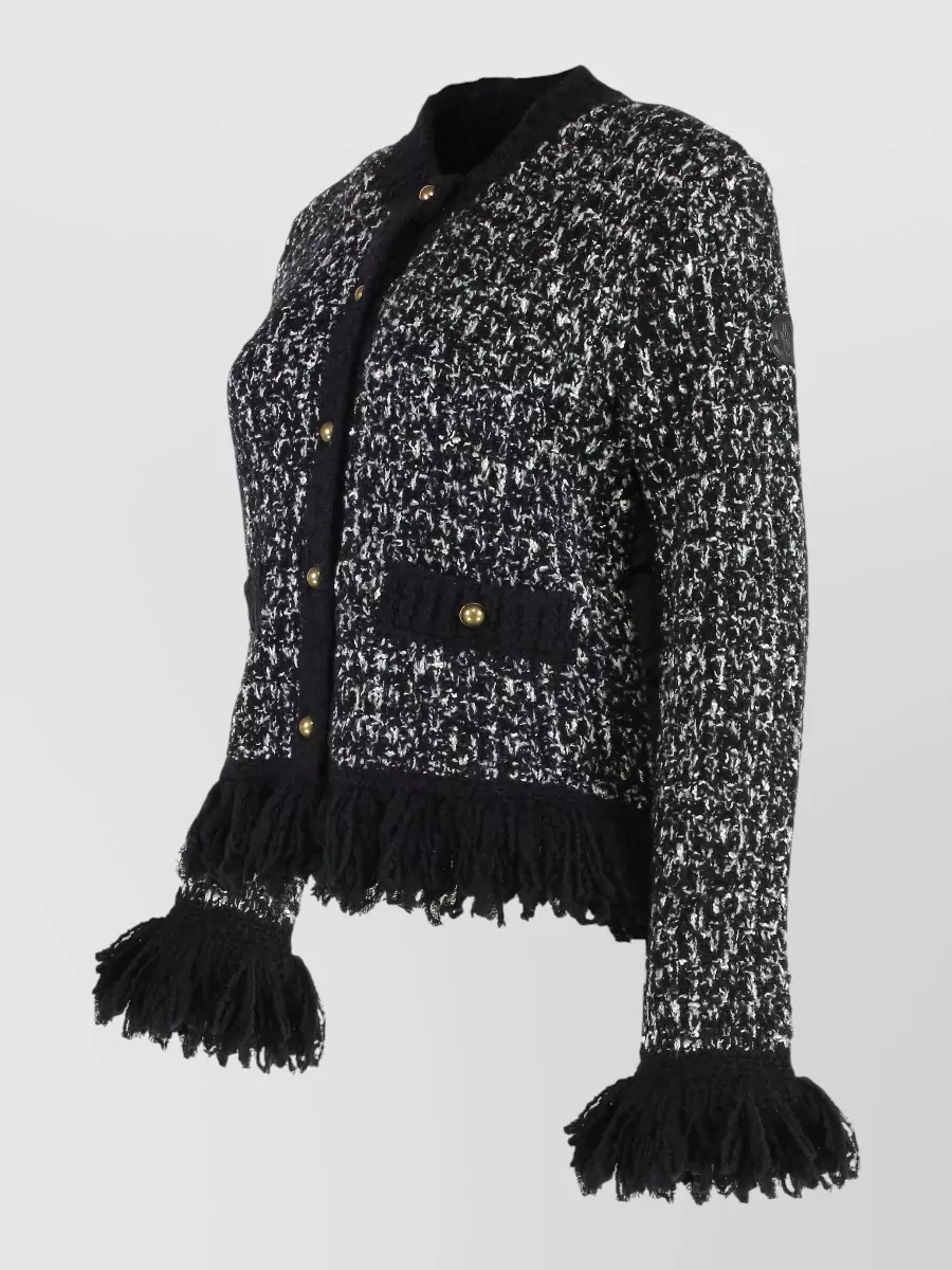 Moncler Trendy Wool Blend Cardigan Fringe
