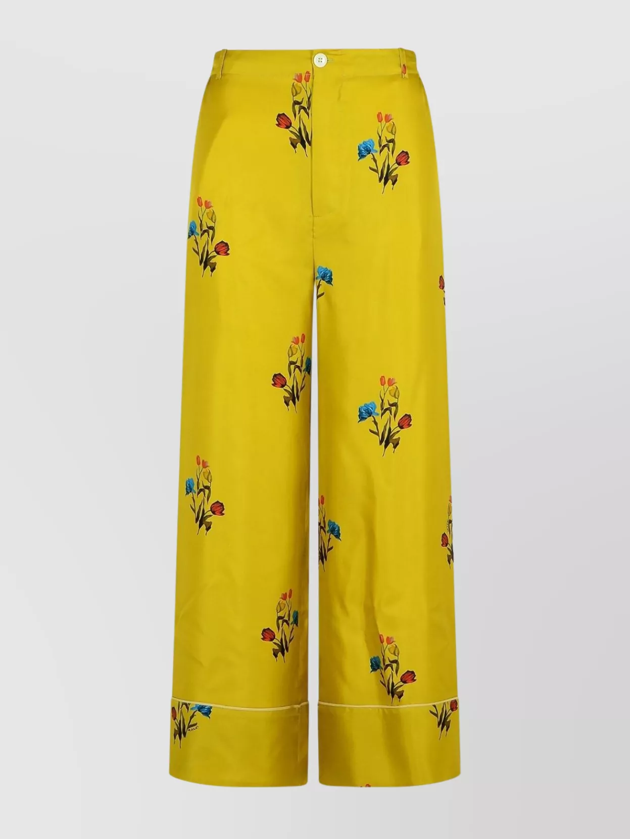 Marni Floral-print Elastic-waistband Straight Trousers In Yellow