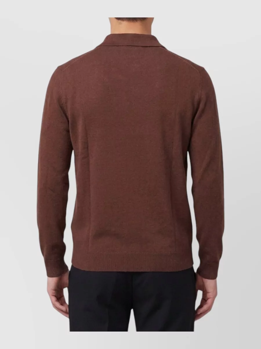 The Row Cashmere Ribbed Long-Sleeve Polo Shirt