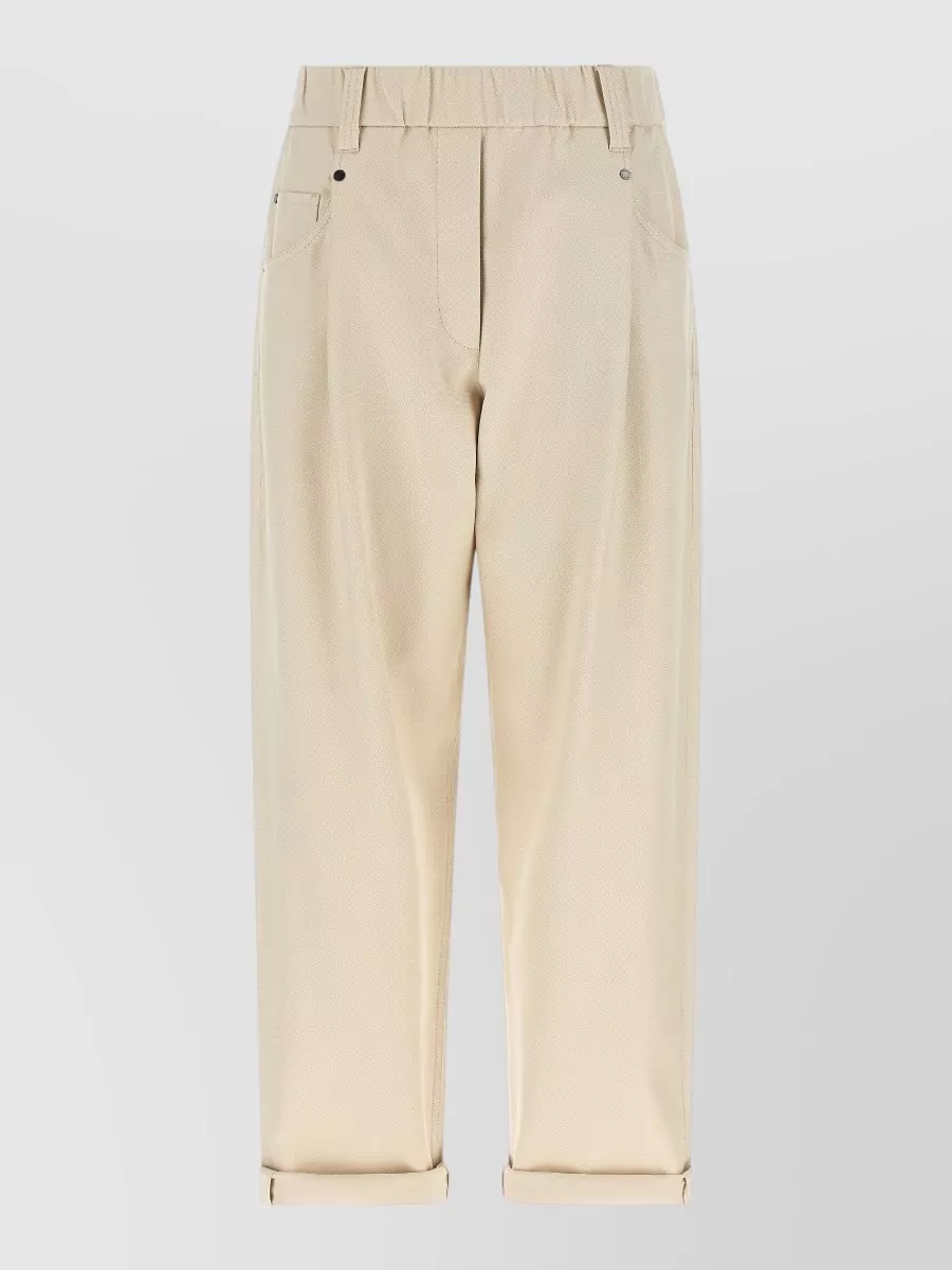 Brunello Cucinelli stretch cotton mid-rise tapered tailored trousers