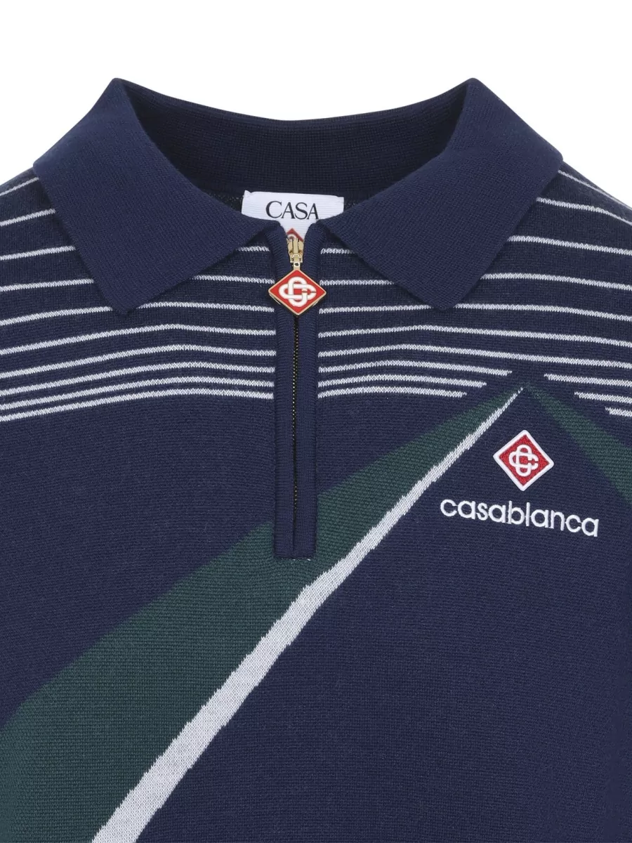 Casablanca Wool short-sleeve jacquard polo shirt
