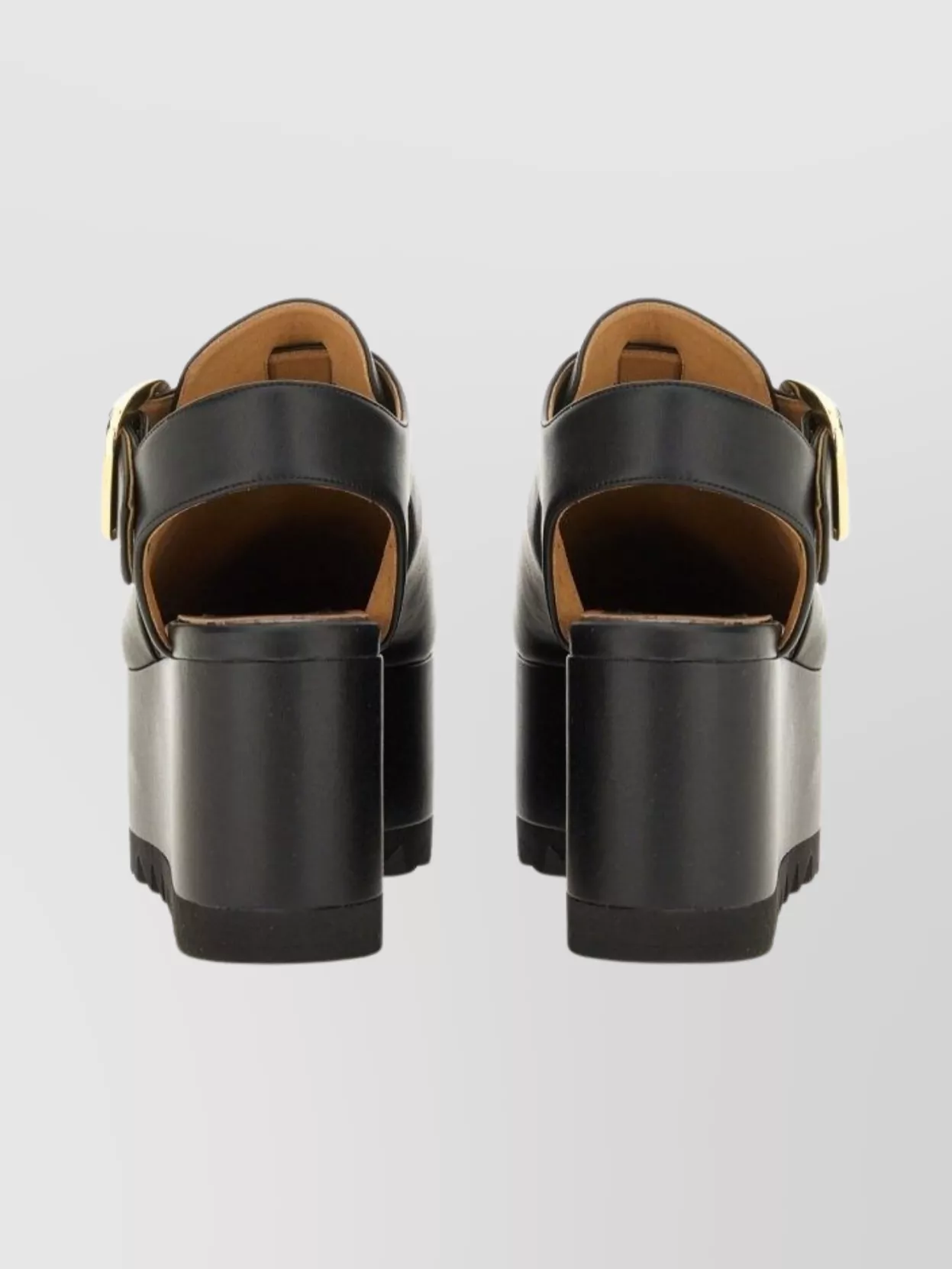 Stella Mccartney Platform Sandals With Buckle And Open Back In Black