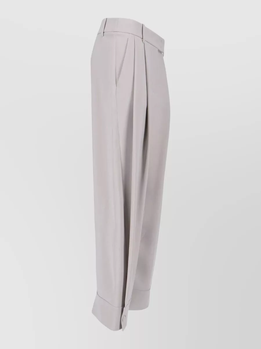 Giorgio Armani Wide Leg Trousers Belt Loops Button Detail