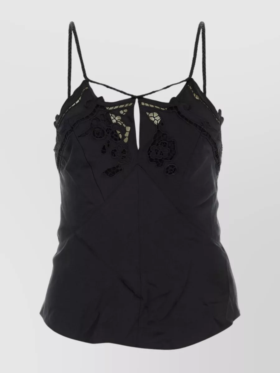 Shop Isabel Marant Silk Joys Top With Lace Inserts In Black