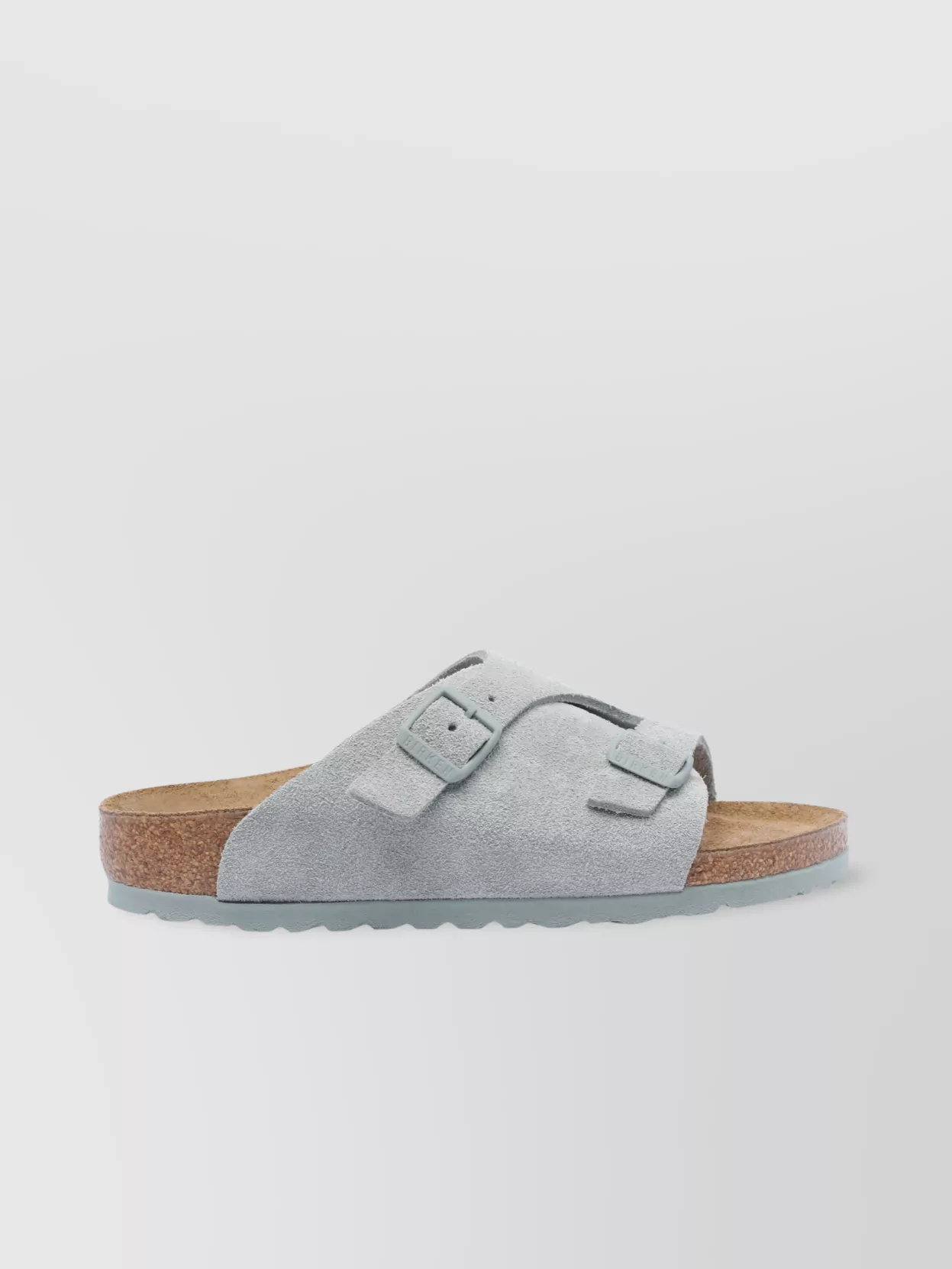 Birkenstock Double Buckle Suede Sandals With Open Round Toe In Gray
