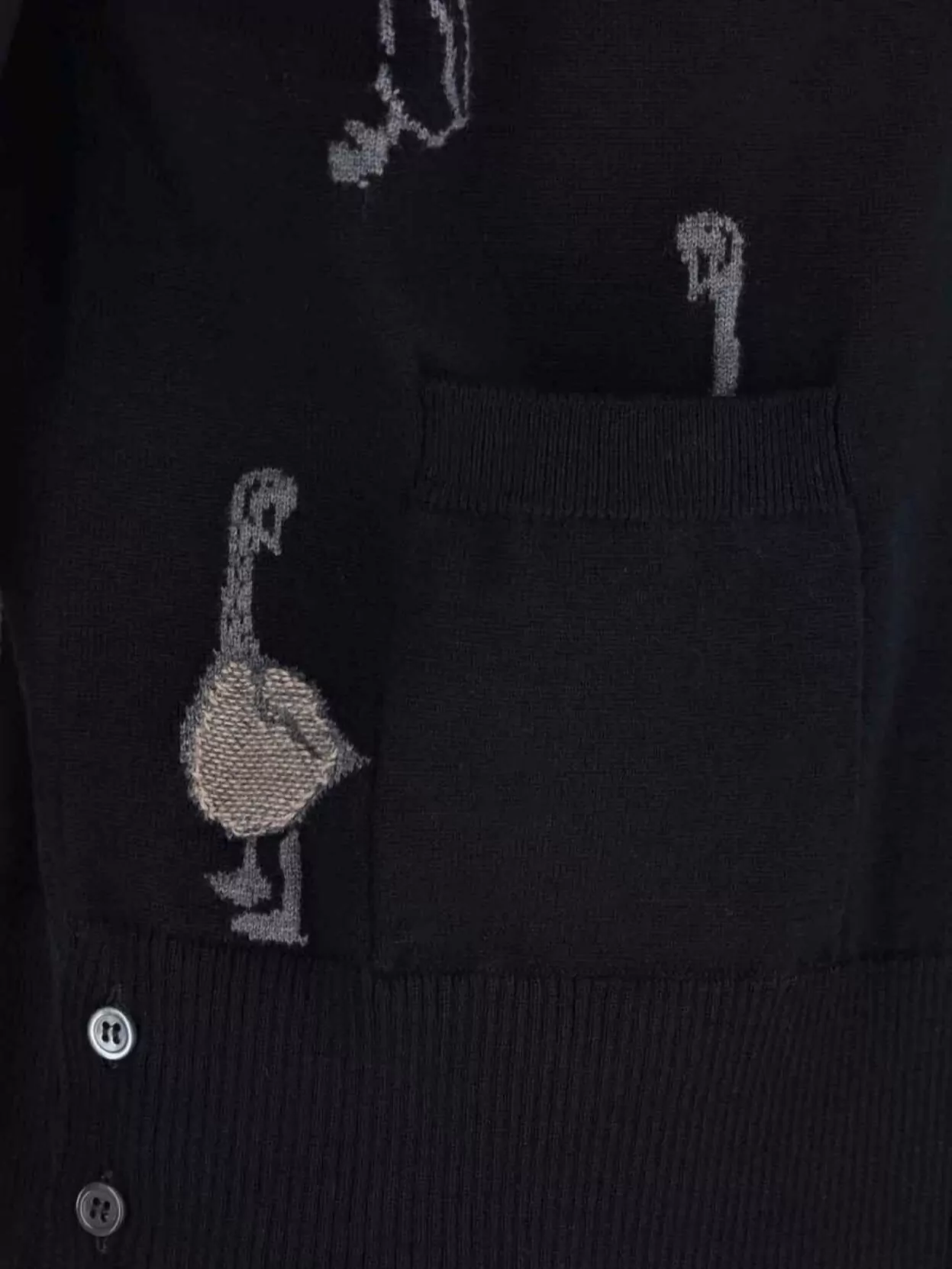 Thom Browne V-Neck Sweater With Ribbed Cuffs And Pockets