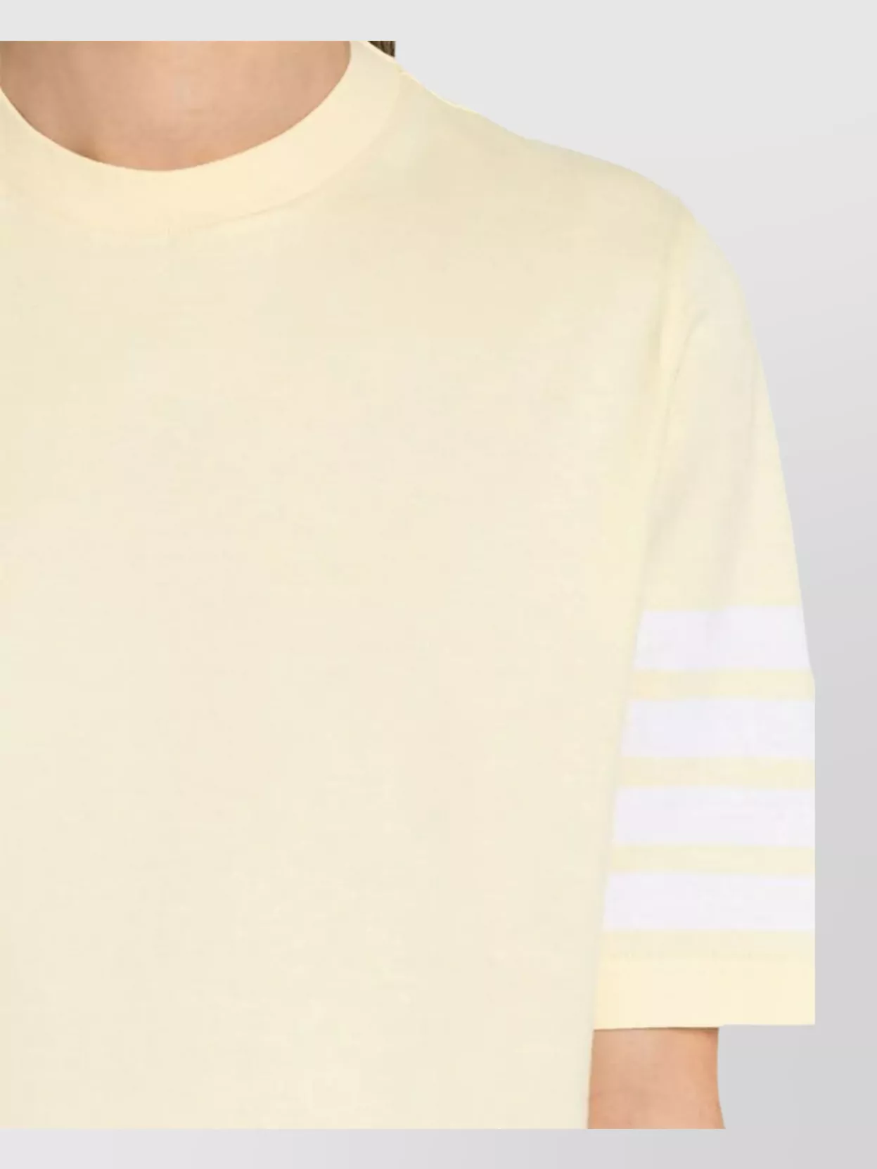 Thom Browne Short Sleeve Jersey T-Shirt With Four Bar Stripe