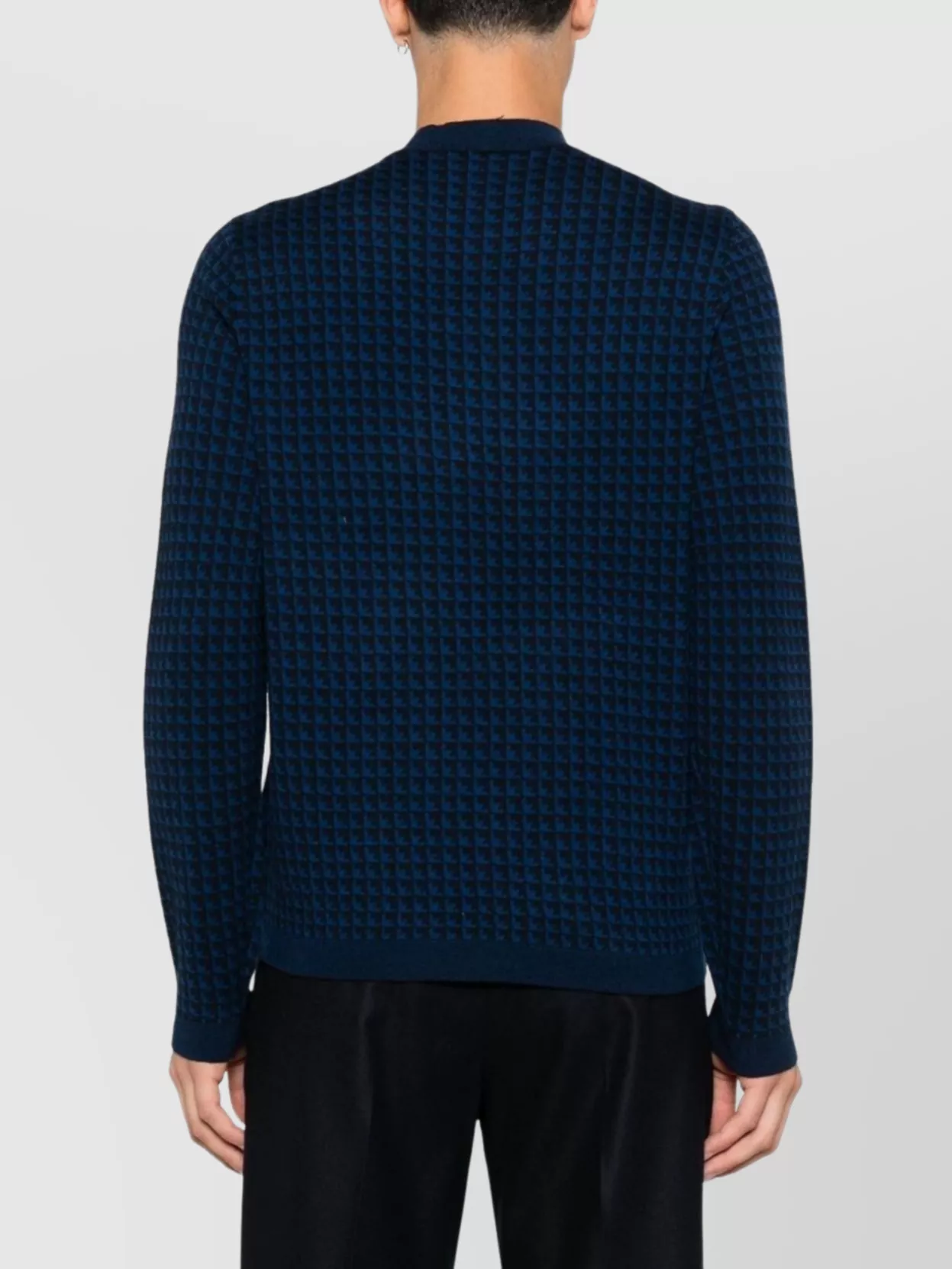 Emporio Armani Geometric Pattern Crewneck Wool Jumper