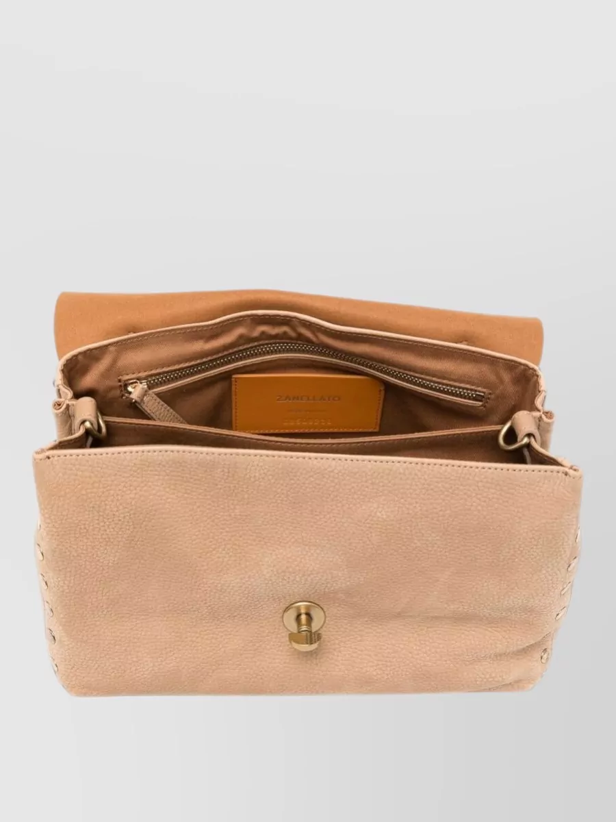 Zanellato Grained Leather Stud-Embellished Shoulder Bag