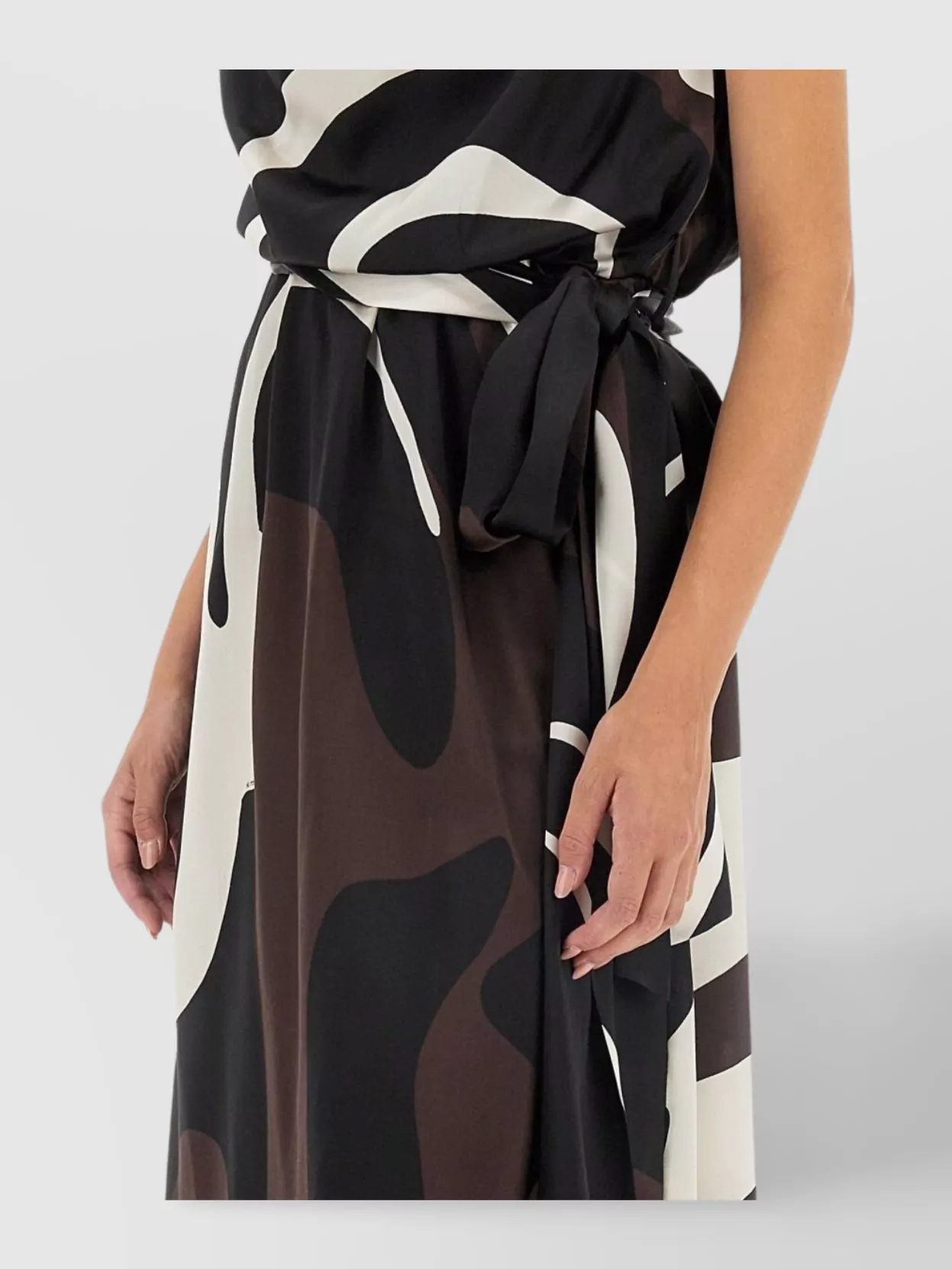KITON DRAPED NECKLINE MIDI DRESS WITH ABSTRACT PATTERN