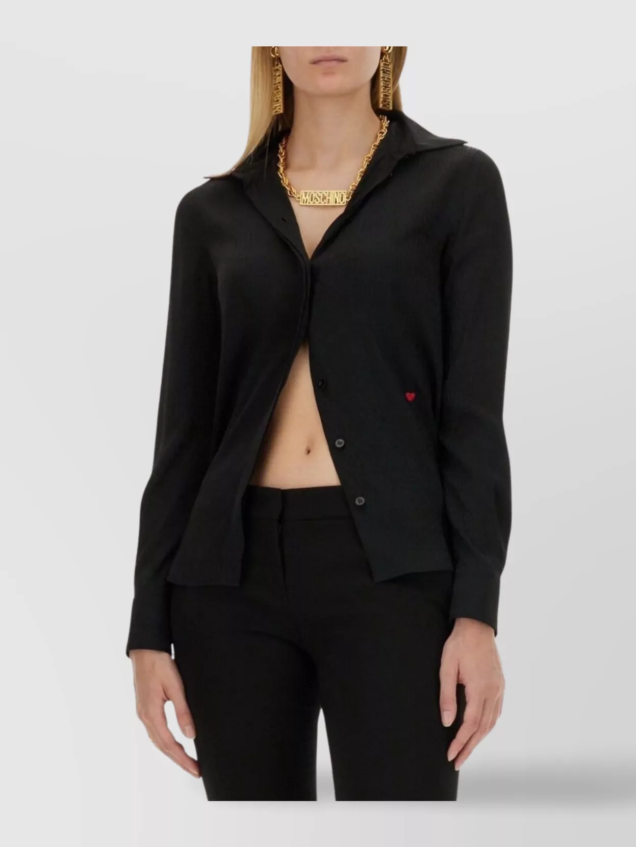 Moschino Silk Blend Shirt With Collared Neck