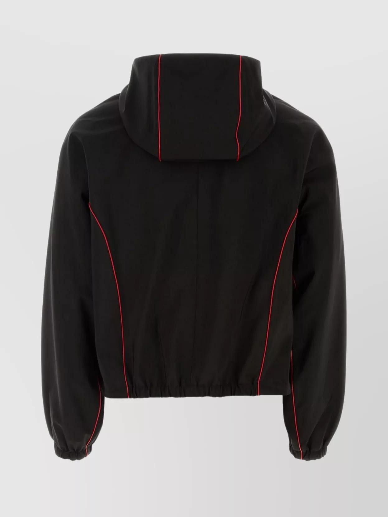 Ferragamo Hooded Polyester Blend Jacket With Piping And Rubber Trimmings