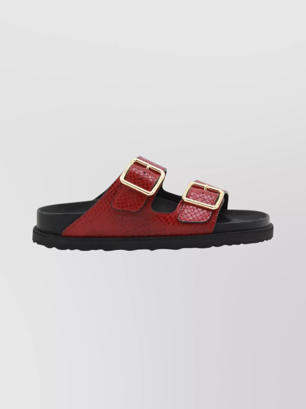 Birkenstock 1774 Open Toe Sandals With Textured Flat Sole In Red