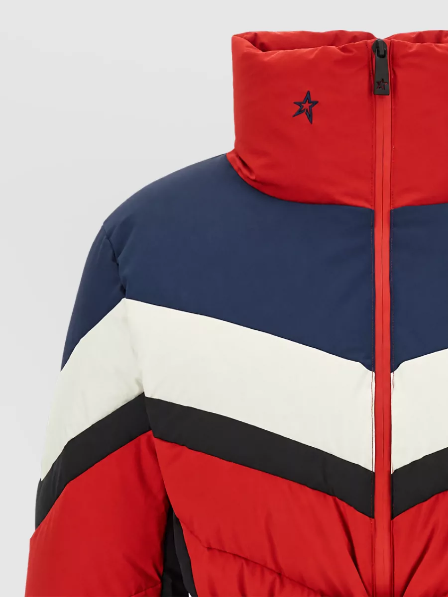 Perfect Moment Down Belted Color Block Parka Coat