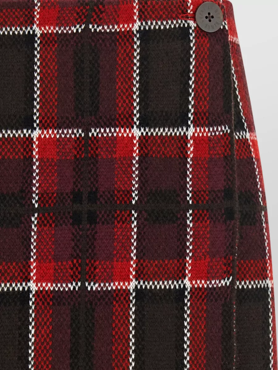 Guest In Residence Wool Cashmere Tartan Asymmetric Mini Skirt
