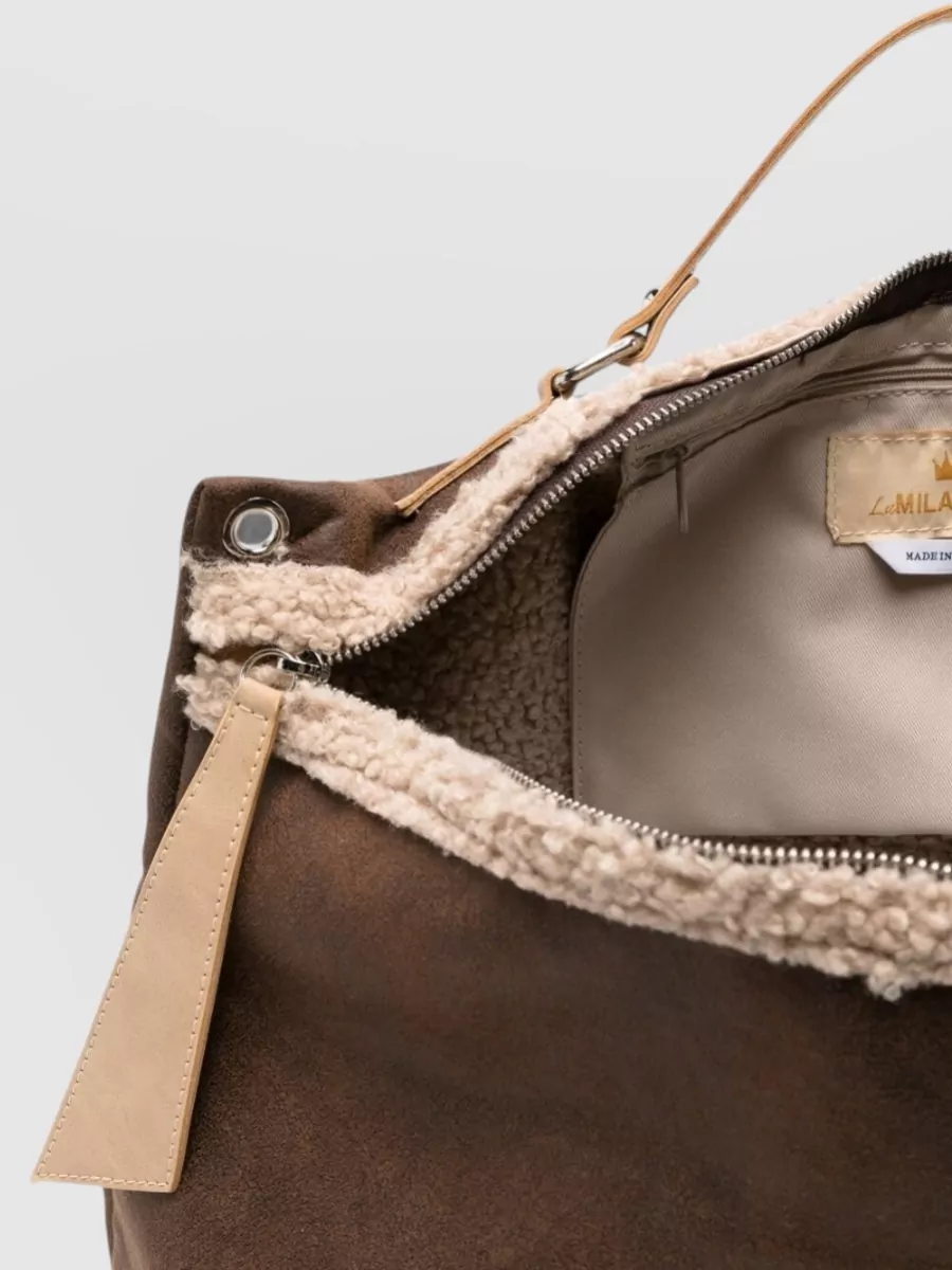 La Milanesa Shearling Trim Tote Bag