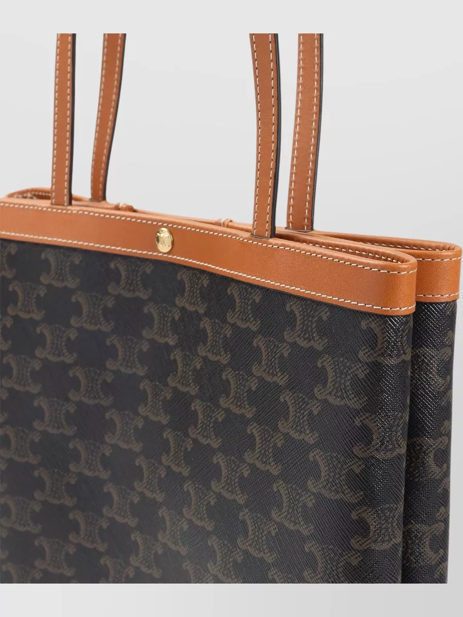 Celine Leather Logo Print Tote Bag