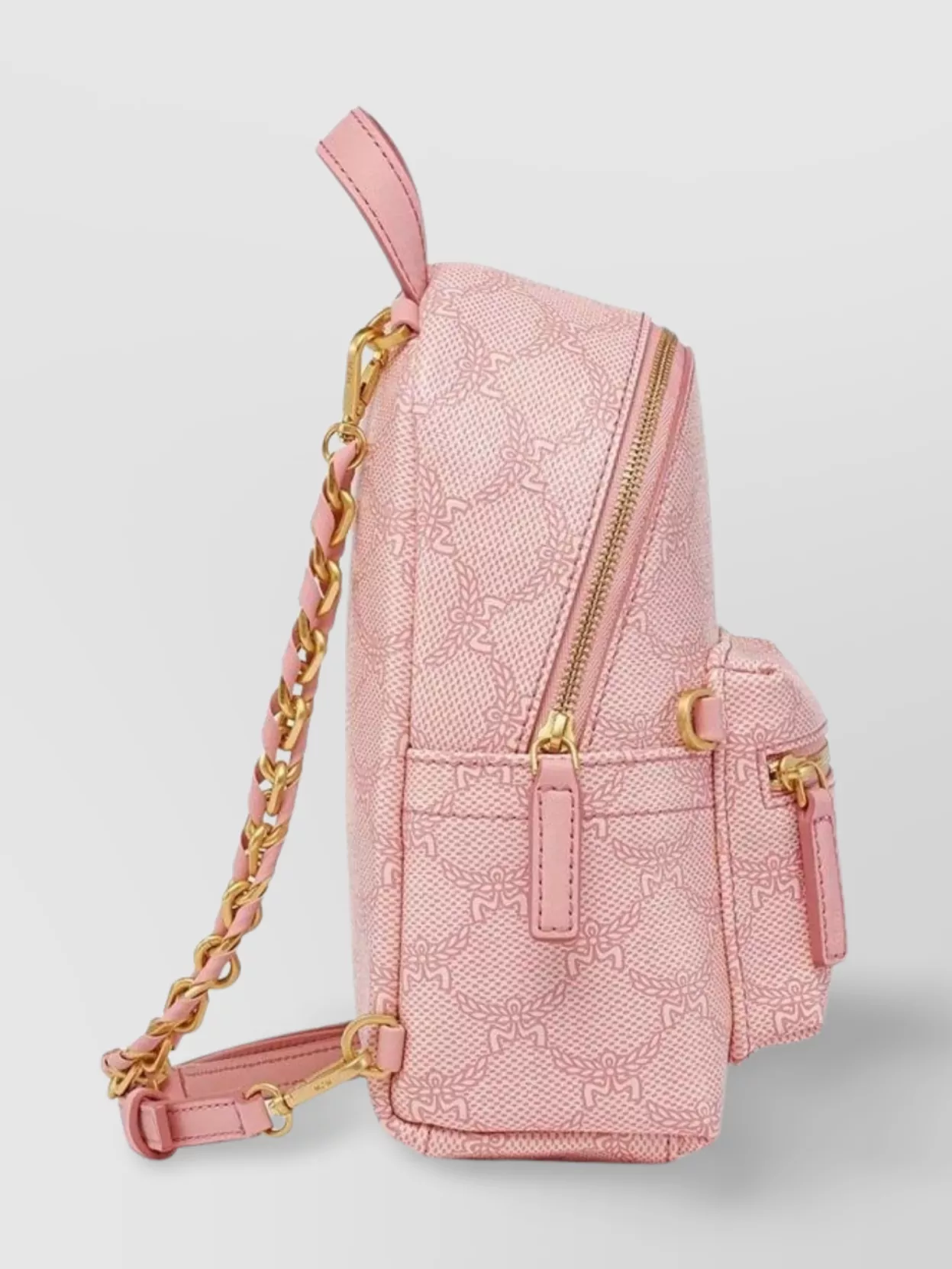 Mcm "Front Zip Pocket" Backpack With Top Handle