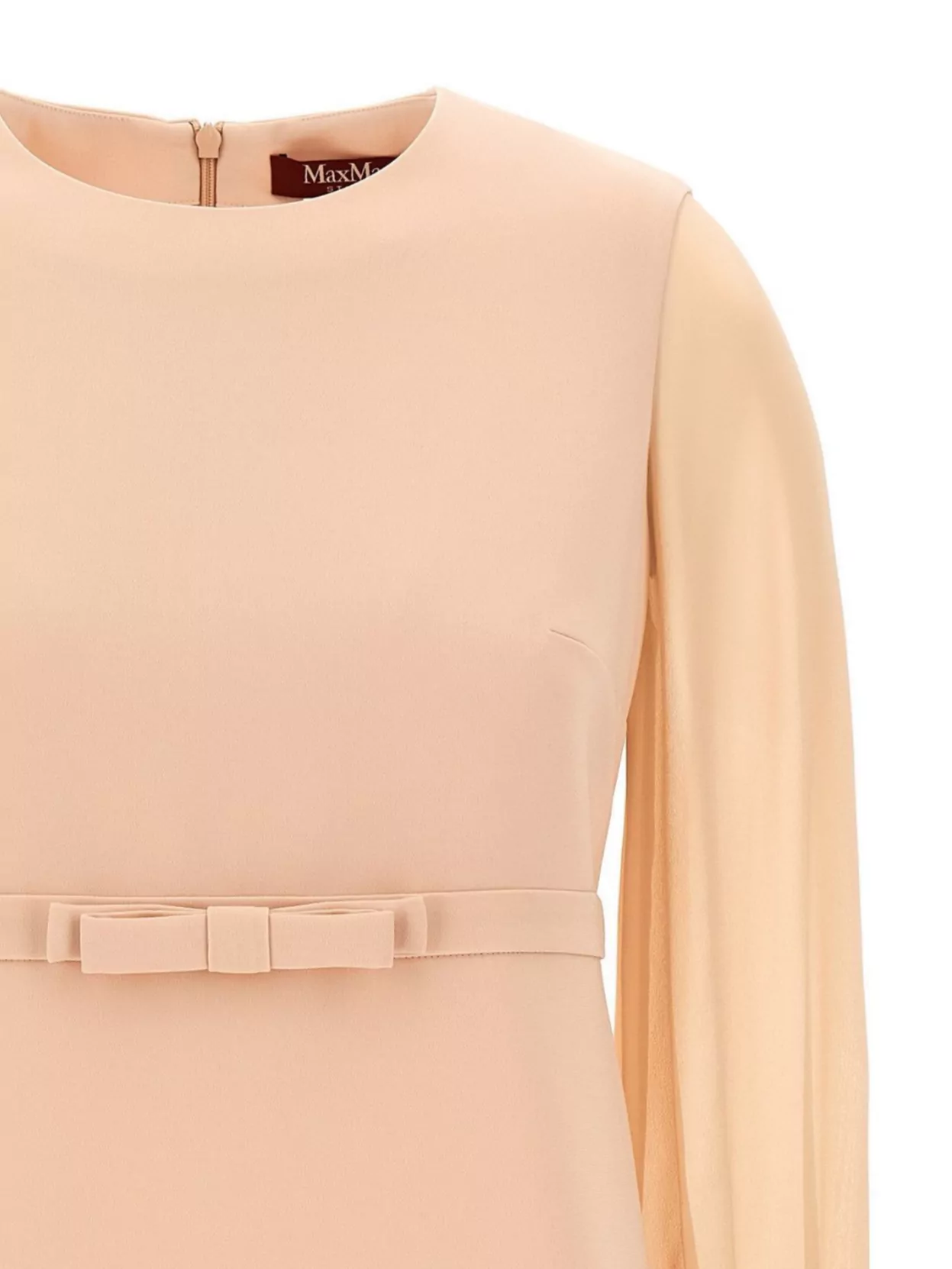 S Max Mara 'Rhythm' Dress With Bow And Sheer Cuffed Sleeves