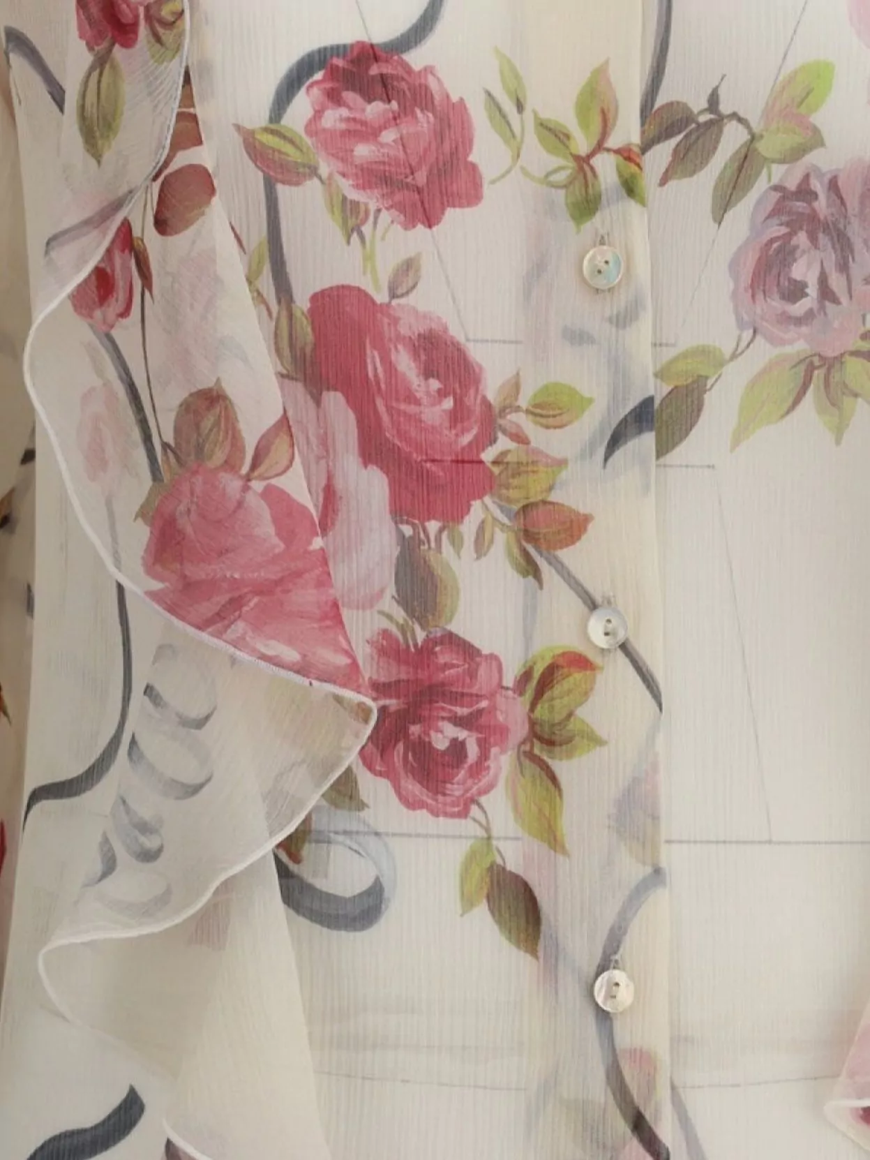 Blumarine Women Floral Silk Chiffon Shirt