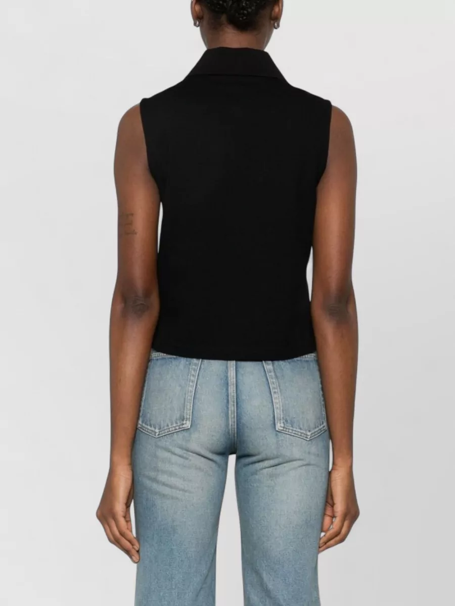 Saint Laurent Cotton Sleeveless Polo Top