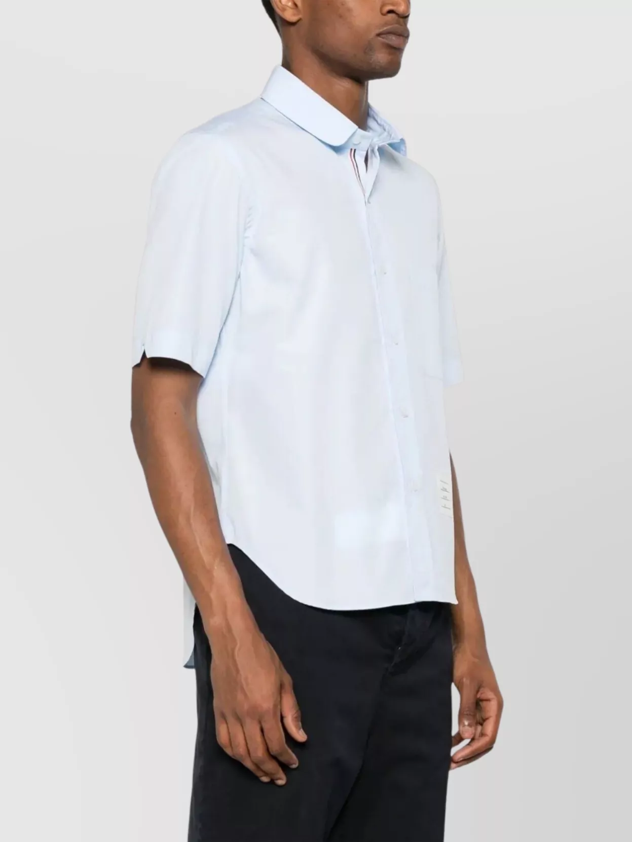 Thom Browne Mini Collar Shirt Asymmetric Hem Poppin