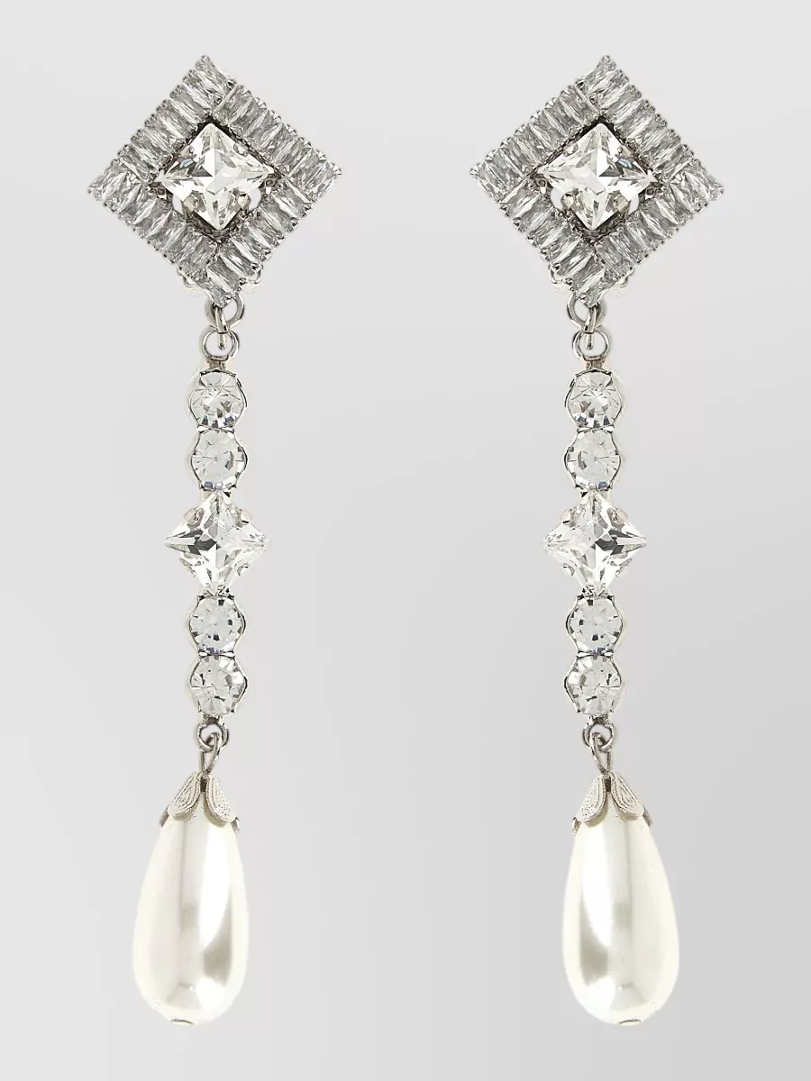 Alessandra Rich crystal pearl pendant earrings
