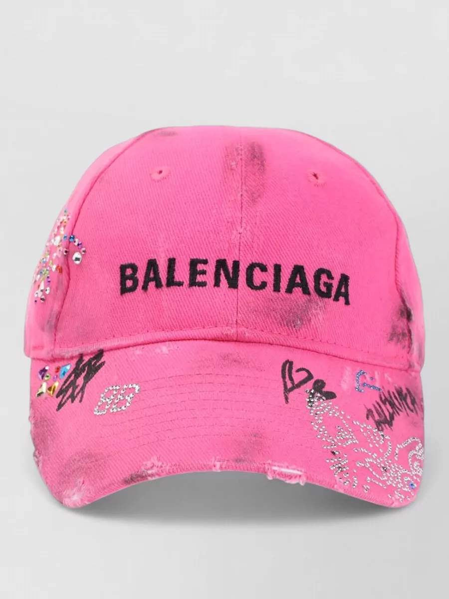 Balenciaga Cotton Crystal-Embellished Baseball Cap