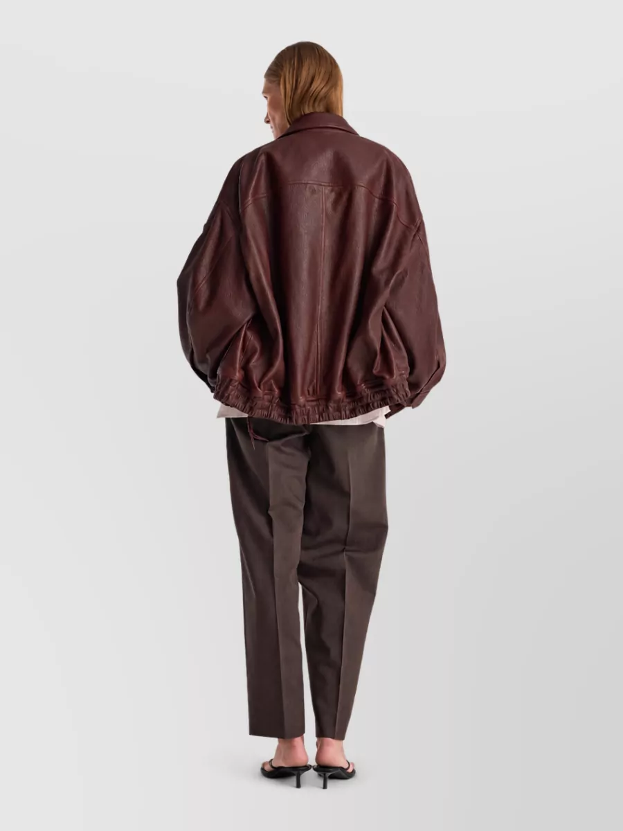 Róhe Grainy Leather Oversized Aviator Jacket