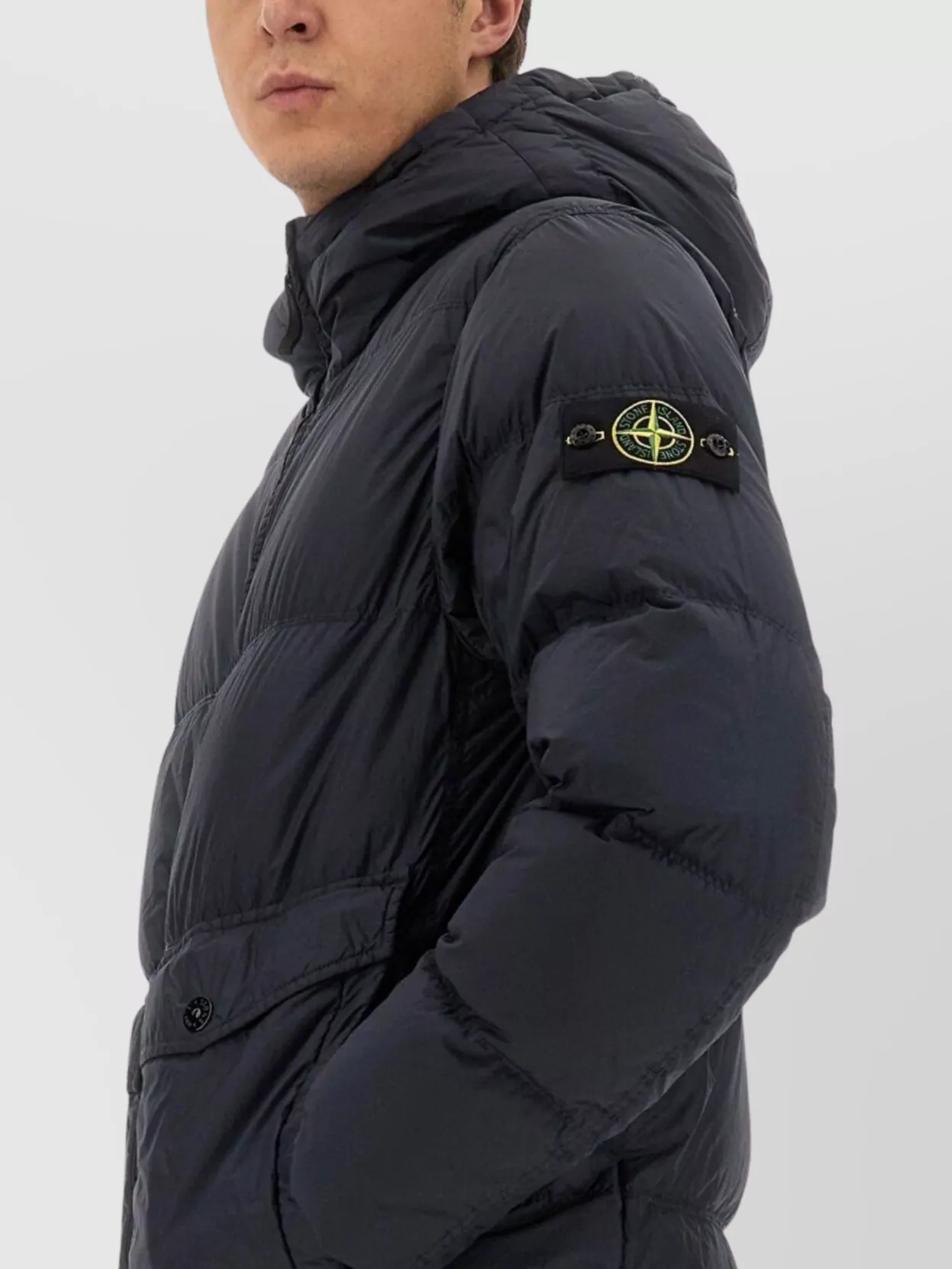 Stone Island Quilted Hooded Jacket Front Pockets