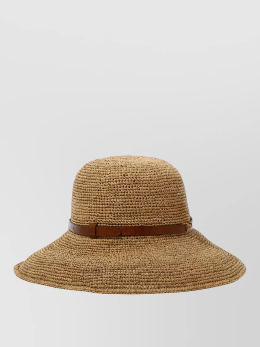 Ibeliv Wide Brim Hats Woven Texture Leather Band